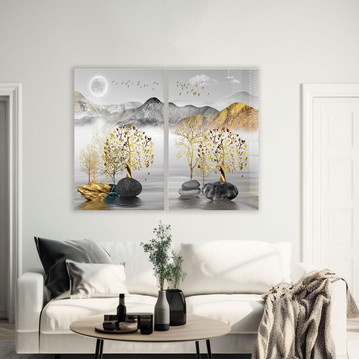 Artronauts Glass Print 140x110 cm | 55.5"x43.5" Golden Tree