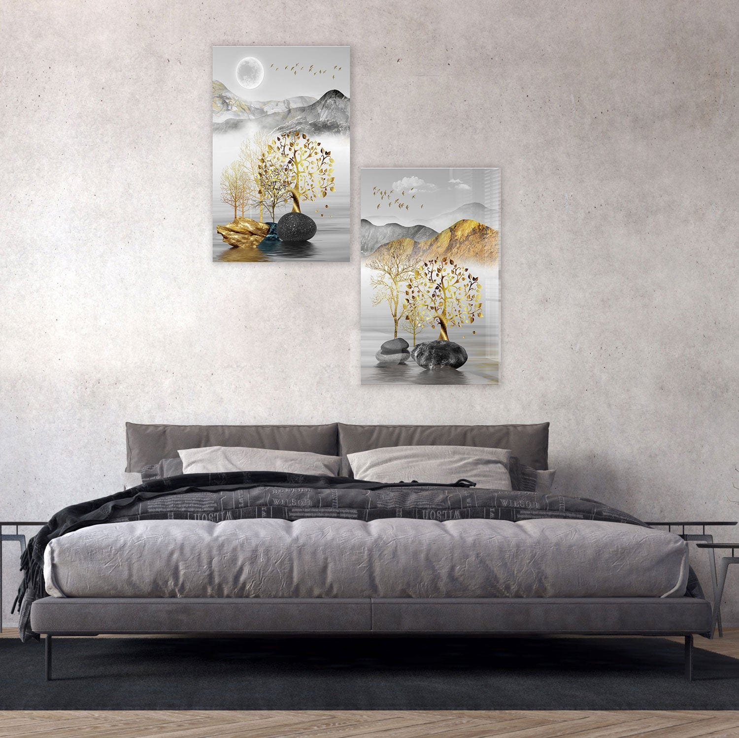 Artronauts Glass Print 140x110 cm | 55.5"x43.5" Golden Tree