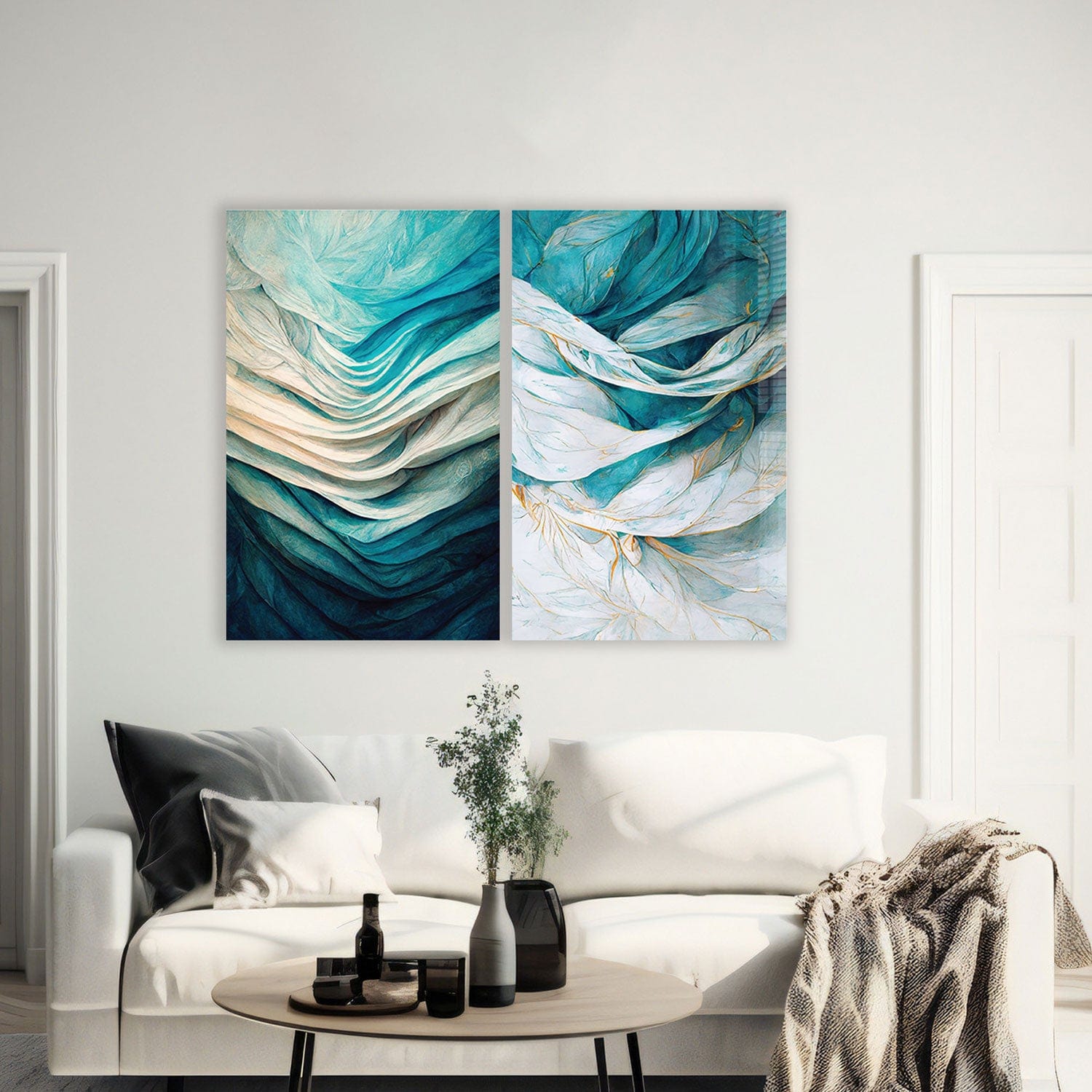 Artronauts Glass Print 140x110 cm | 55.5"x43.5" Abstract Blue Waves