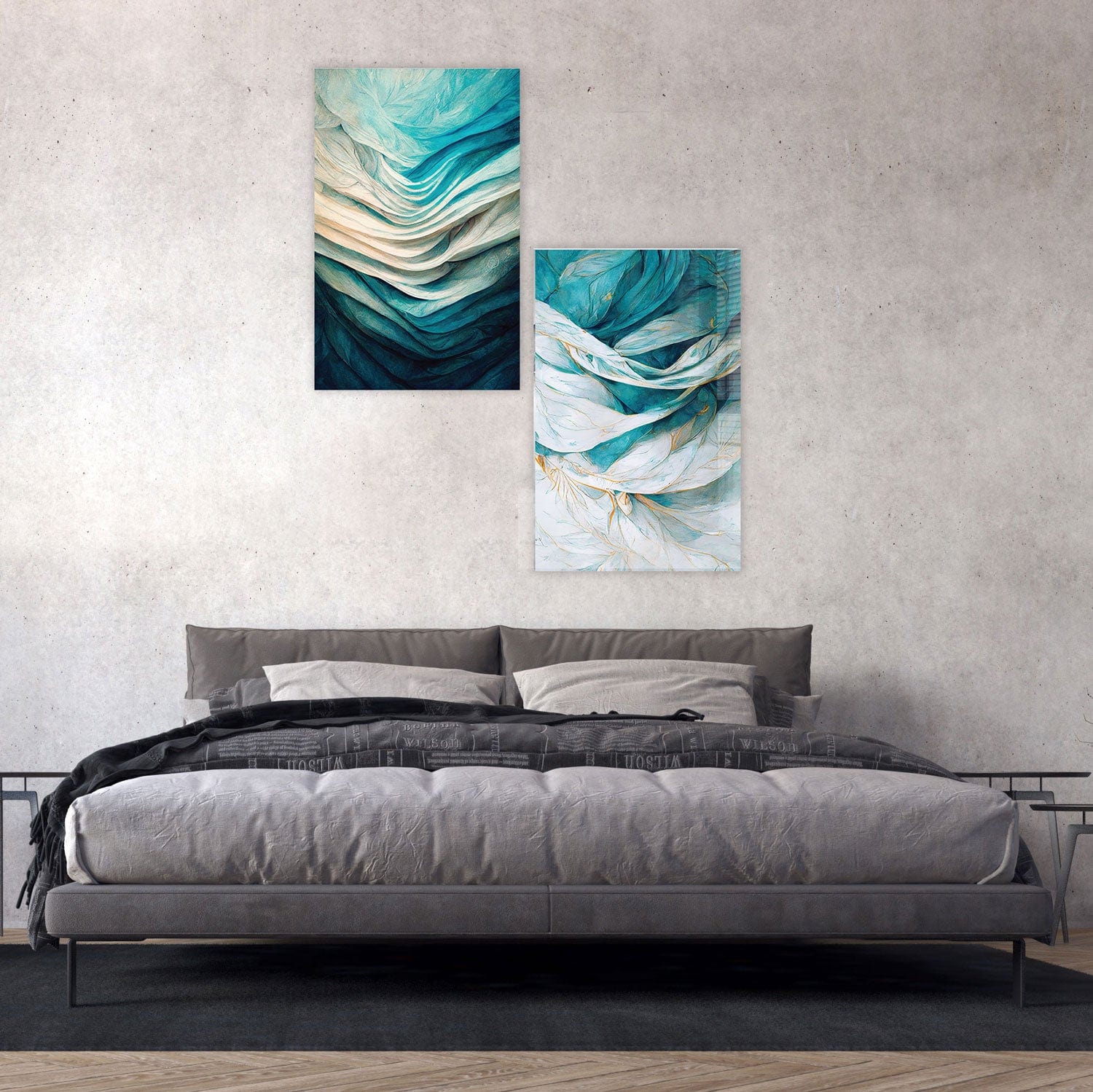 Artronauts Glass Print 140x110 cm | 55.5"x43.5" Abstract Blue Waves