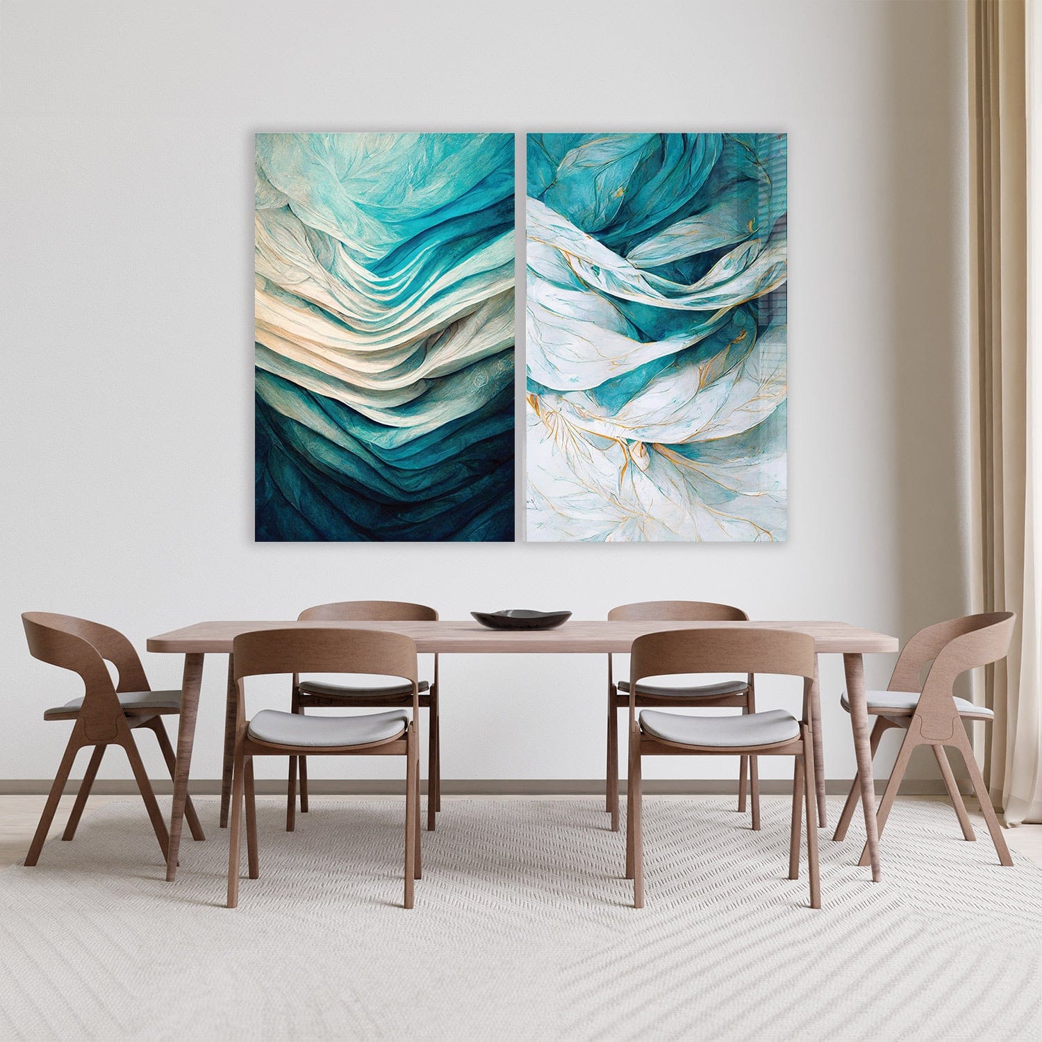 Artronauts Glass Print 140x110 cm | 55.5"x43.5" Abstract Blue Waves