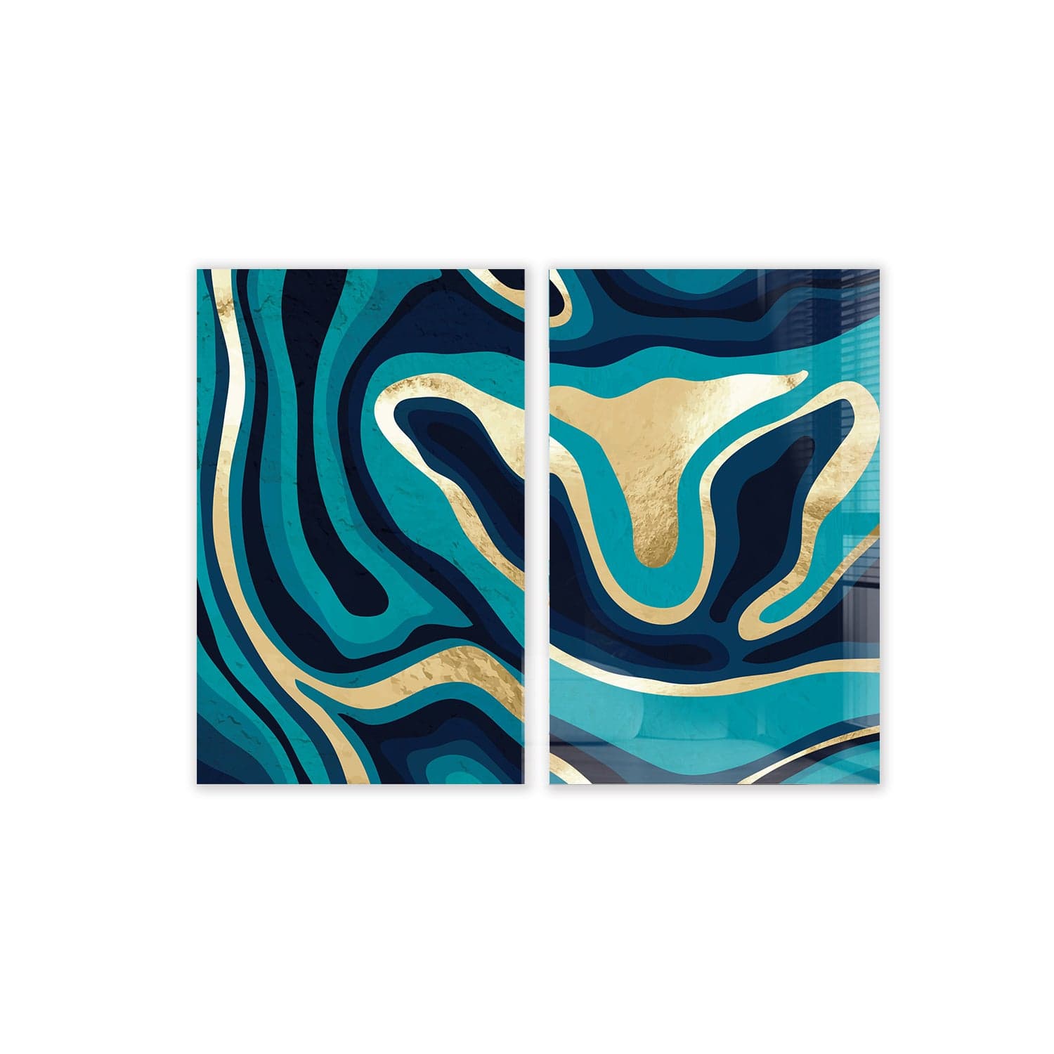 Artronauts Glass Print 140x110 cm | 55.5"x43.5" Gold Lines