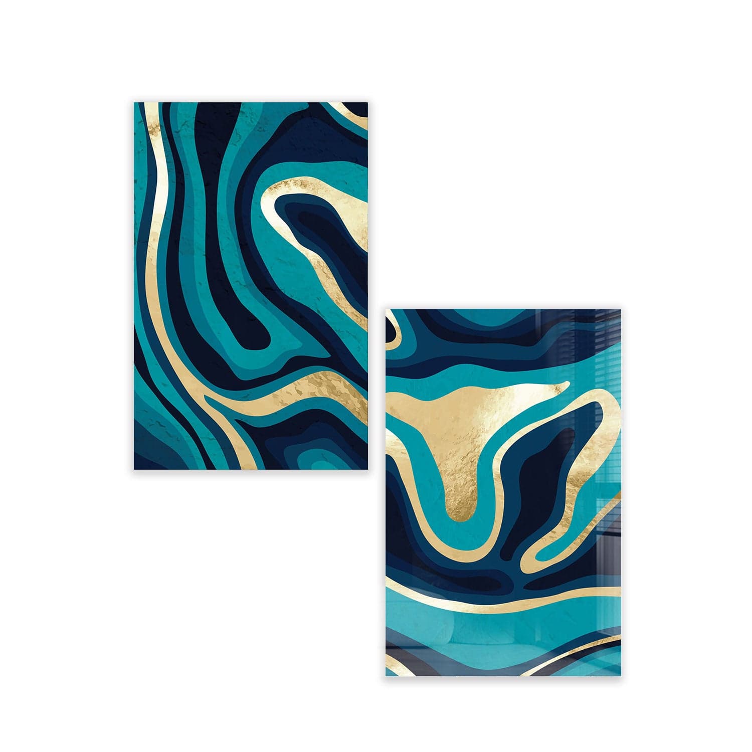 Artronauts Glass Print 140x110 cm | 55.5"x43.5" Gold Lines