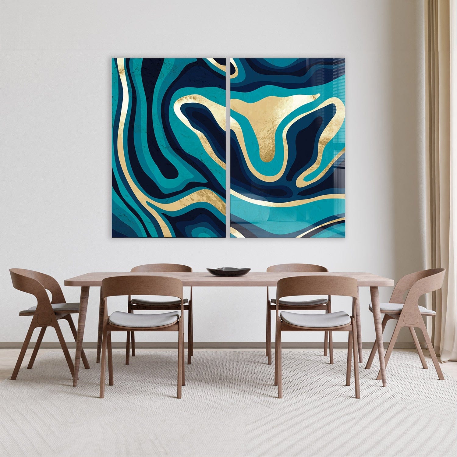 Artronauts Glass Print 140x110 cm | 55.5"x43.5" Gold Lines