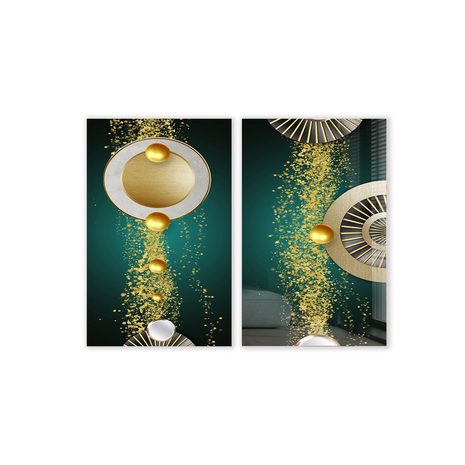 Artronauts Glass Print 140x110 cm | 55.5"x43.5" Gold Bubbles