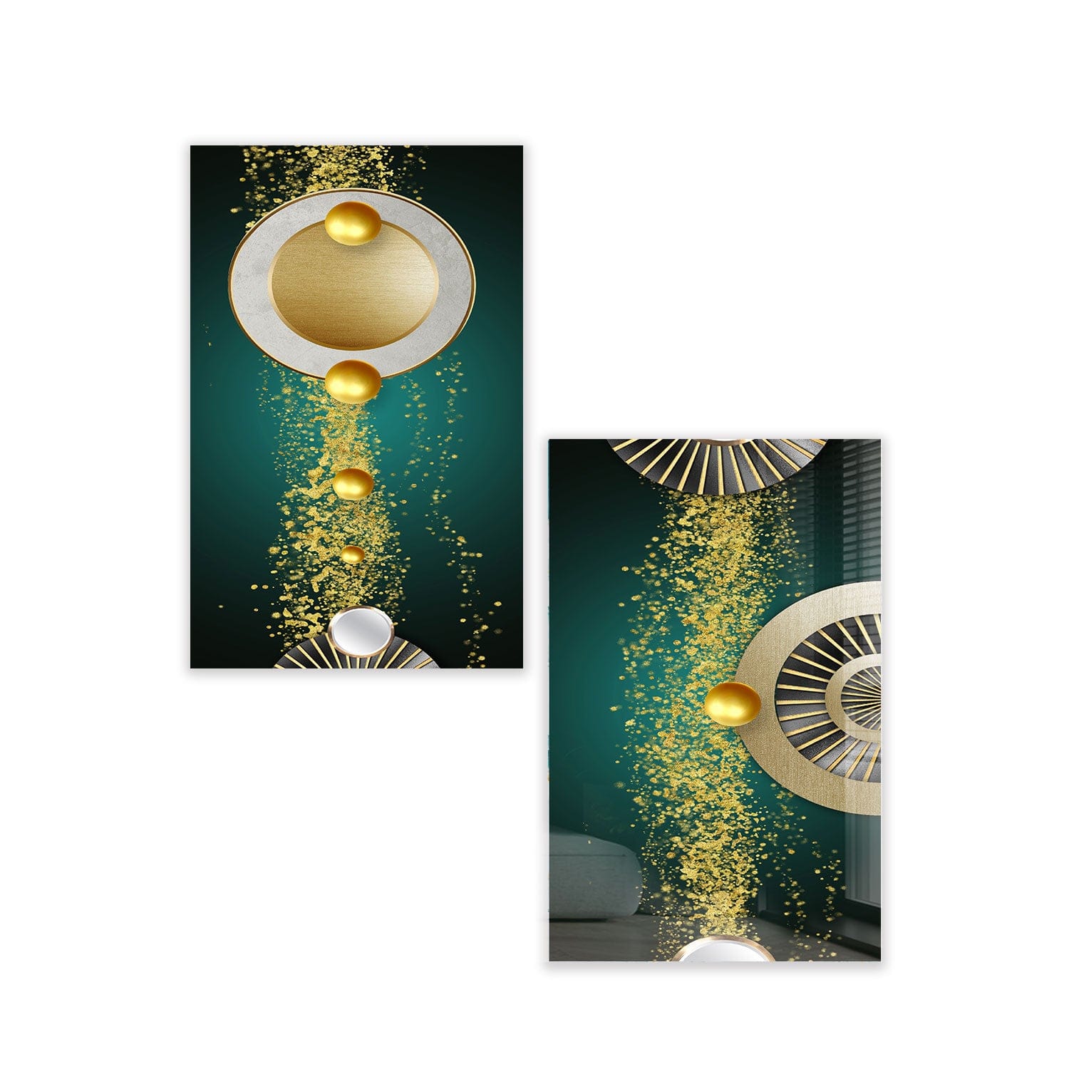 Artronauts Glass Print 140x110 cm | 55.5"x43.5" Gold Bubbles