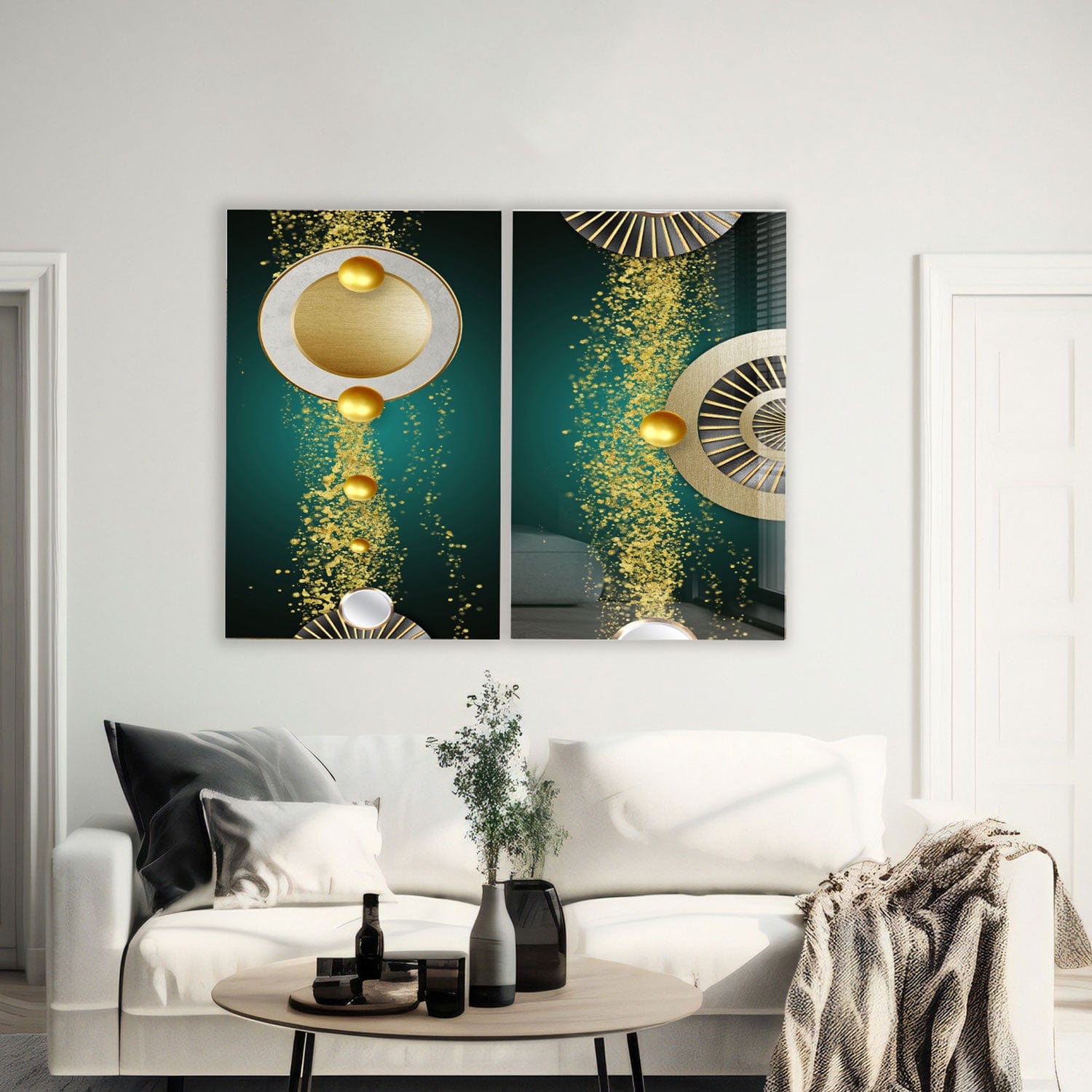 Artronauts Glass Print 140x110 cm | 55.5"x43.5" Gold Bubbles