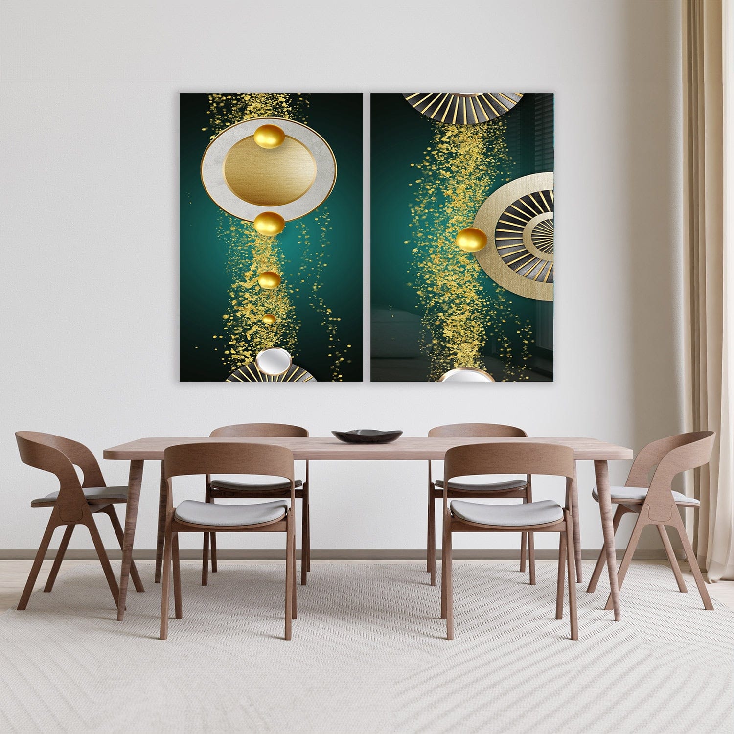 Artronauts Glass Print 140x110 cm | 55.5"x43.5" Gold Bubbles