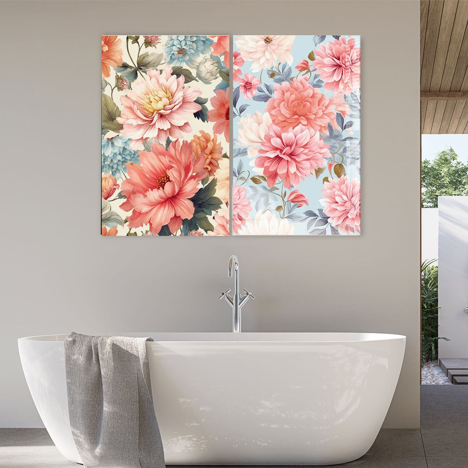 Artronauts Glass Print 140x110 cm | 55.5"x43.5" Happy Flowers