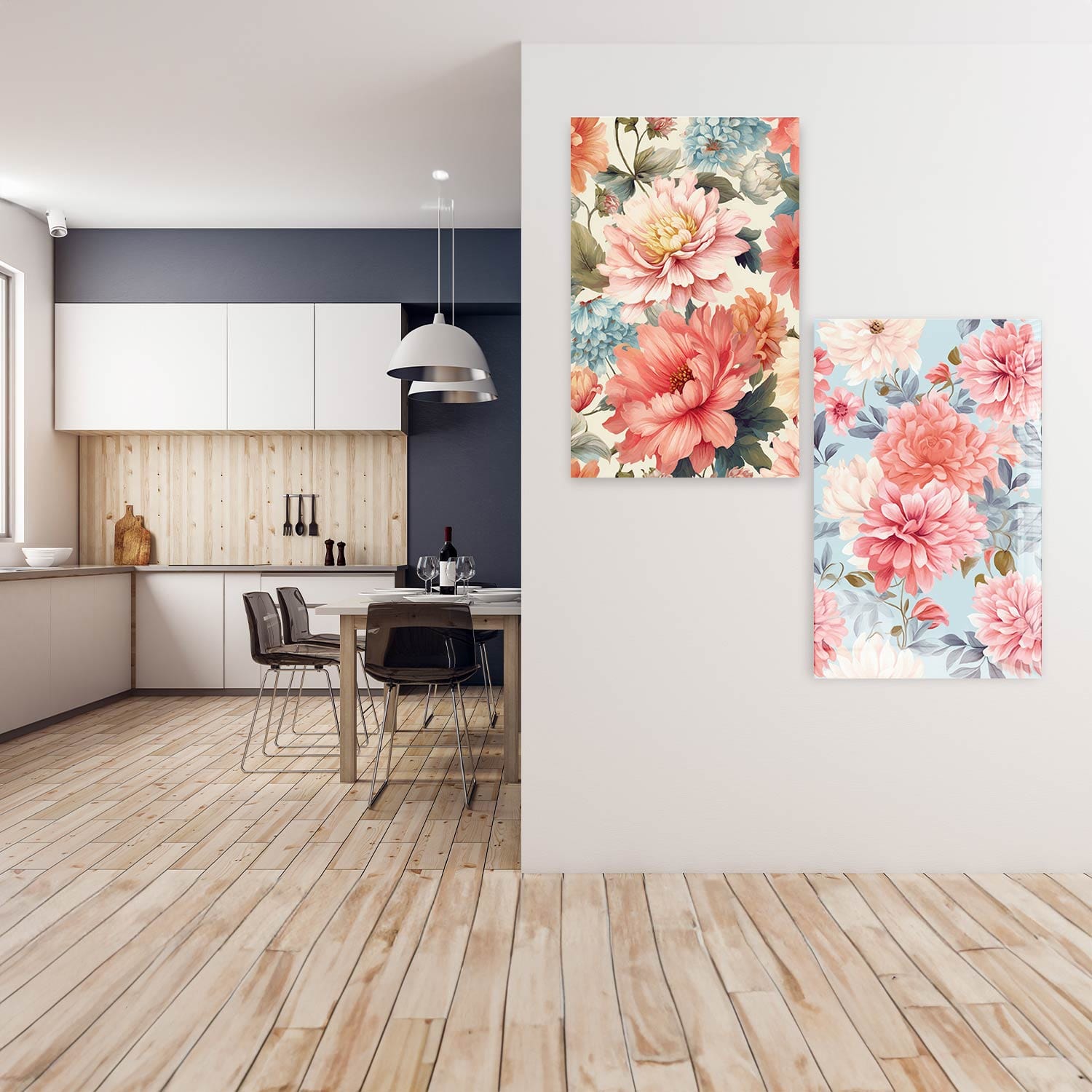 Artronauts Glass Print 140x110 cm | 55.5"x43.5" Happy Flowers