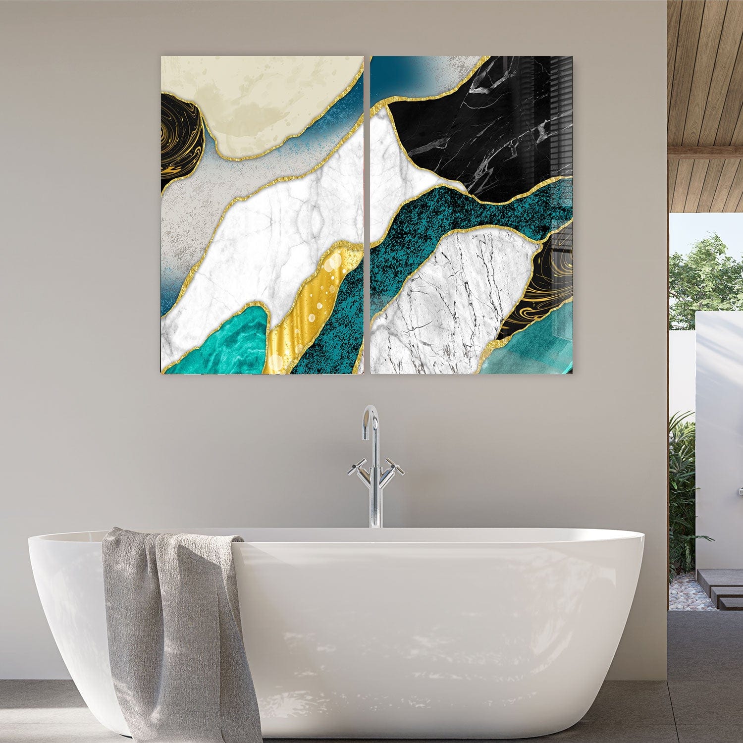 Artronauts Glass Print 140x110 cm | 55.5"x43.5" Marble Duo