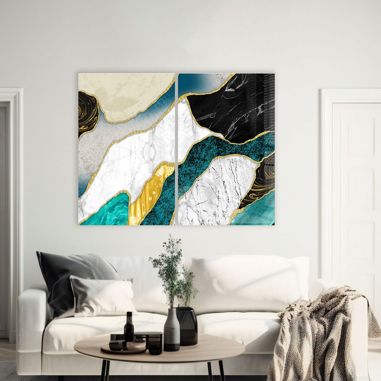 Artronauts Glass Print 140x110 cm | 55.5"x43.5" Marble Duo