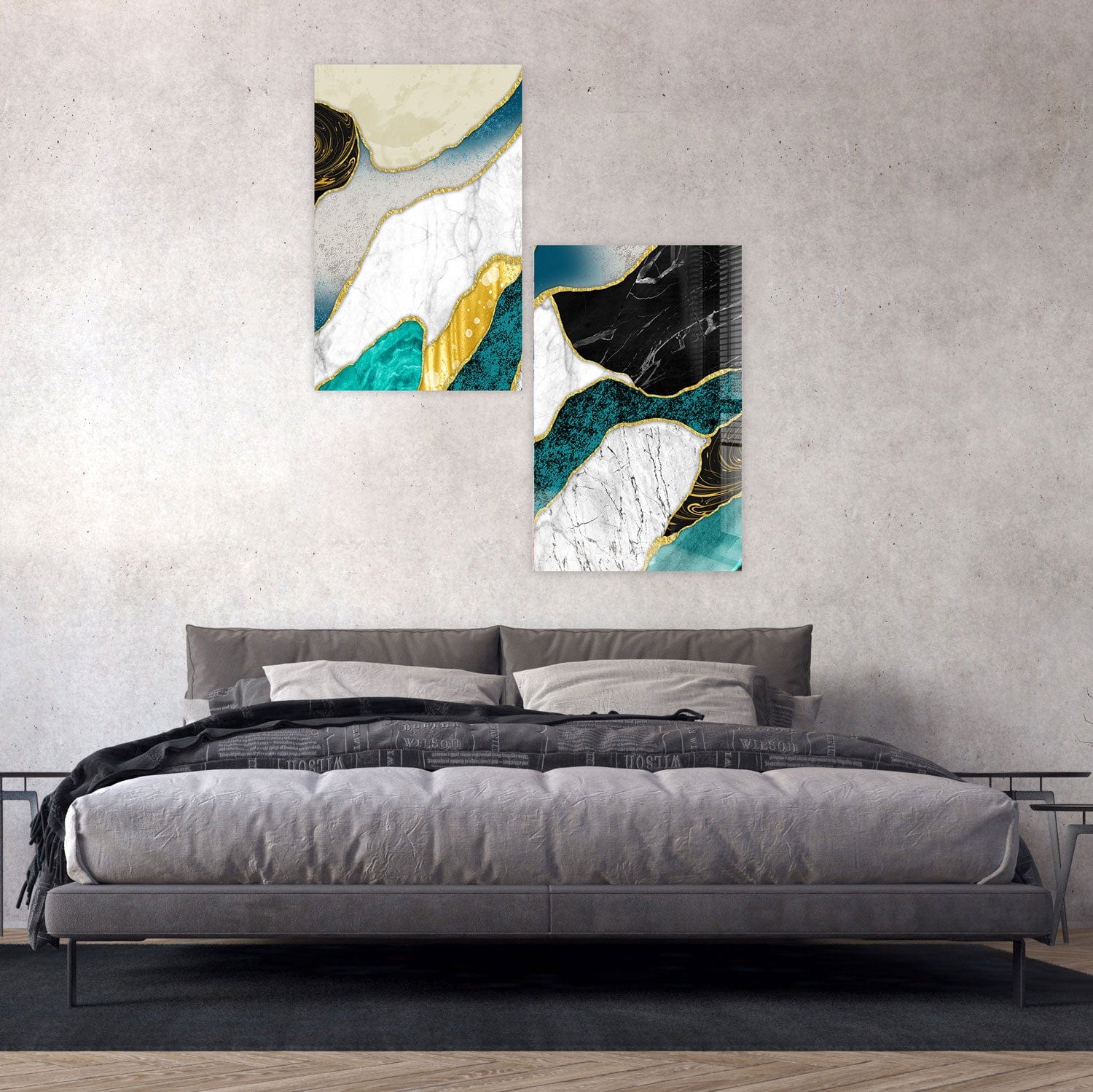 Artronauts Glass Print 140x110 cm | 55.5"x43.5" Marble Duo