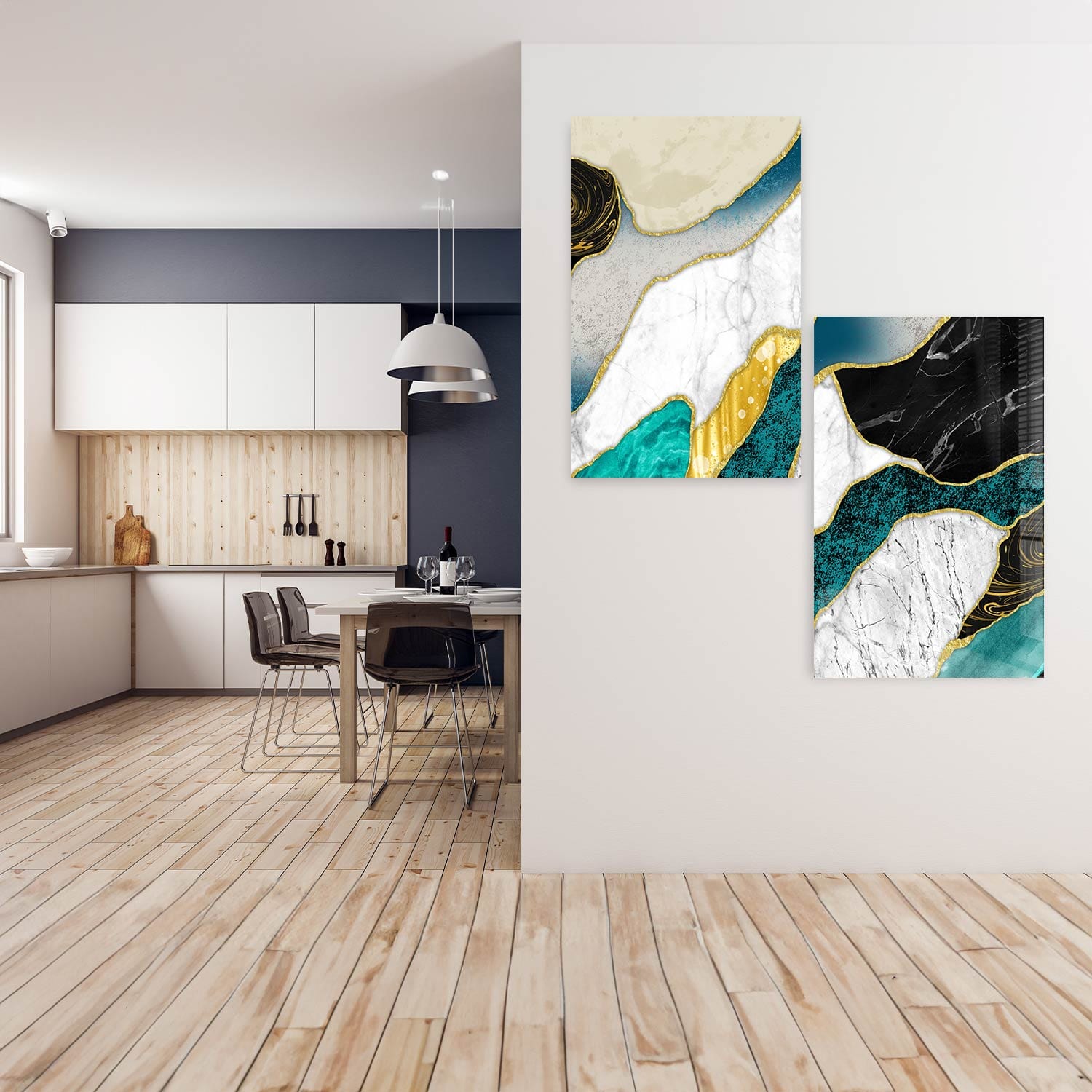 Artronauts Glass Print 140x110 cm | 55.5"x43.5" Marble Duo