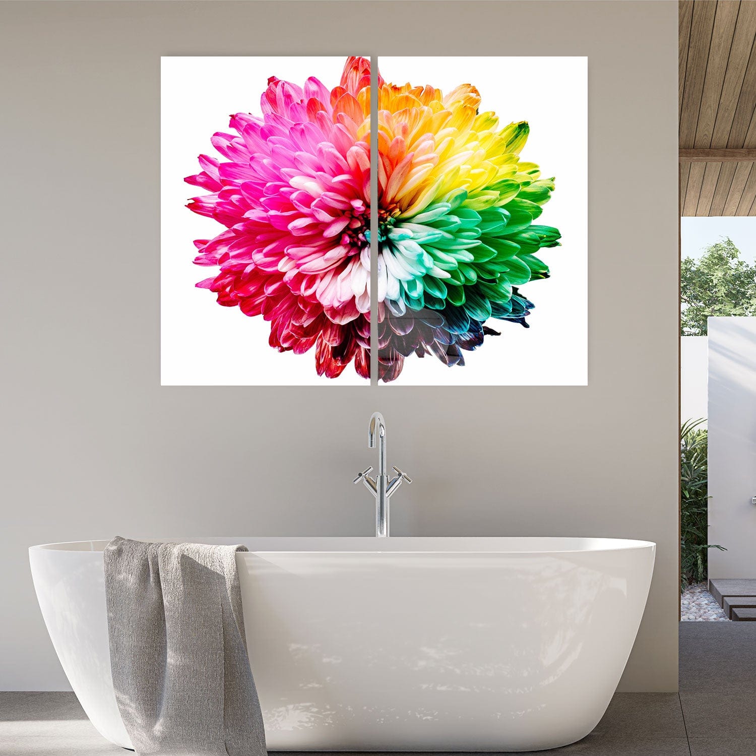 Artronauts Glass Print 140x110 cm | 55.5"x43.5" Colourful Flower Duo