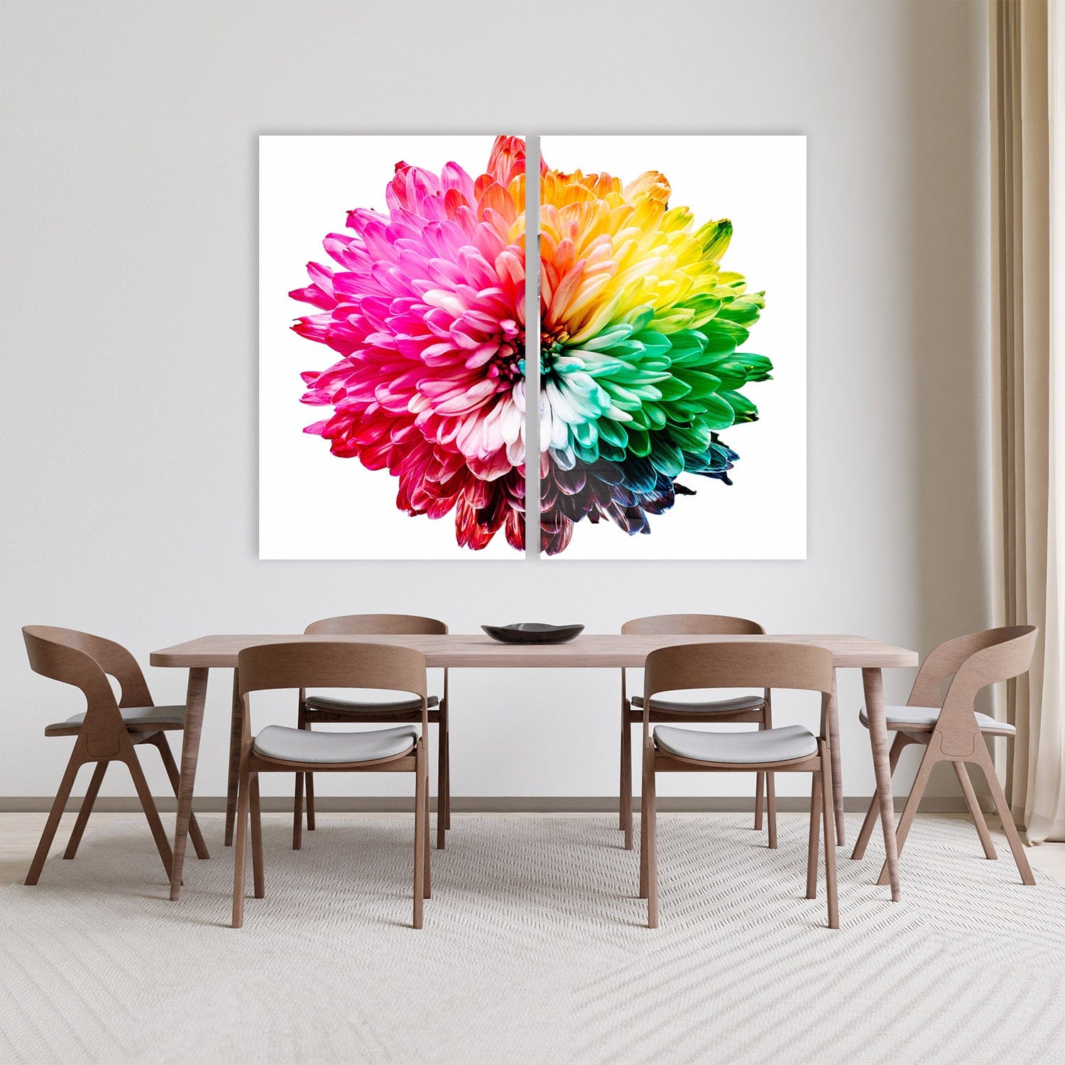 Artronauts Glass Print 140x110 cm | 55.5"x43.5" Colourful Flower Duo