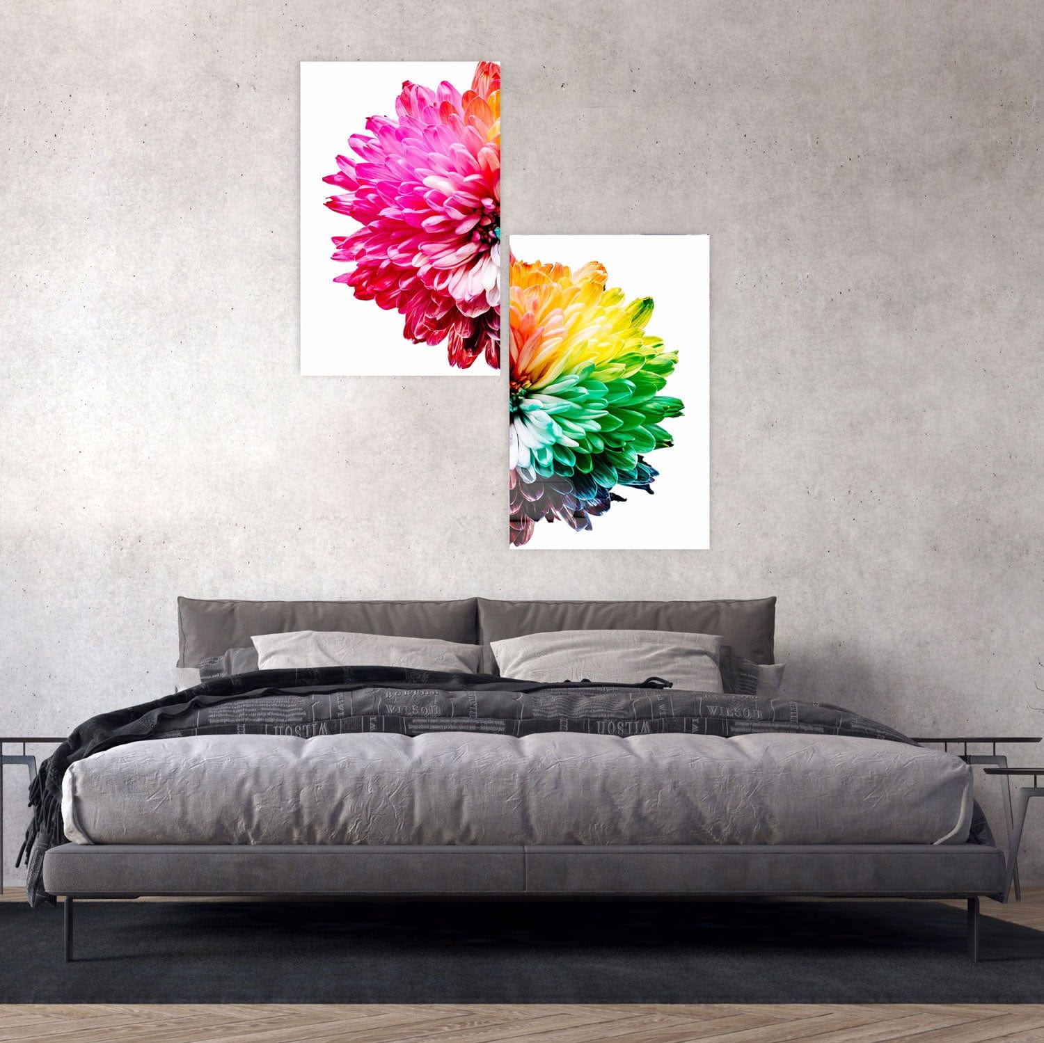 Artronauts Glass Print 140x110 cm | 55.5"x43.5" Colourful Flower Duo