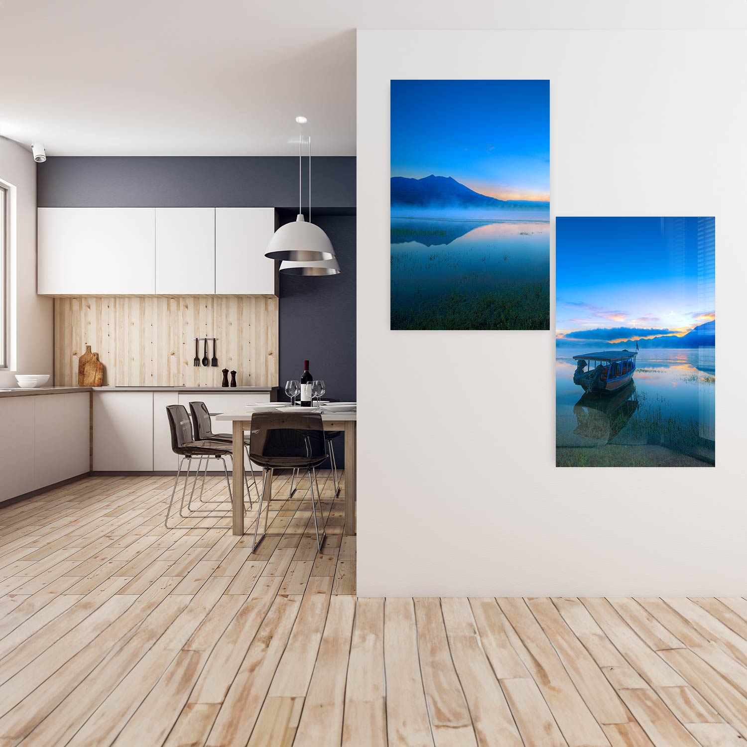 Artronauts Glass Print 140x110 cm | 55.5"x43.5" Riverside Duo