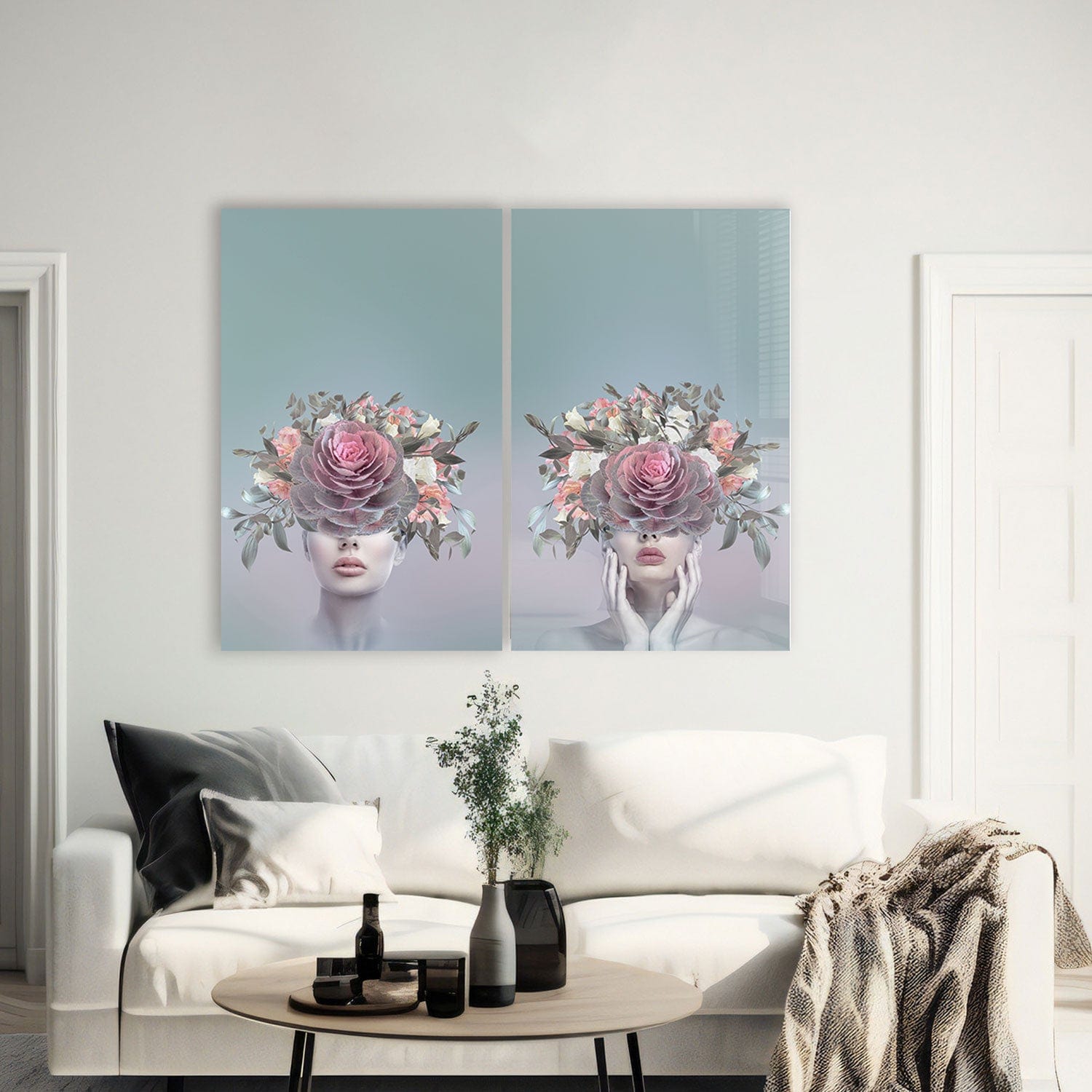 Artronauts Glass Print 140x110 cm | 55.5"x43.5" Floral Ladies