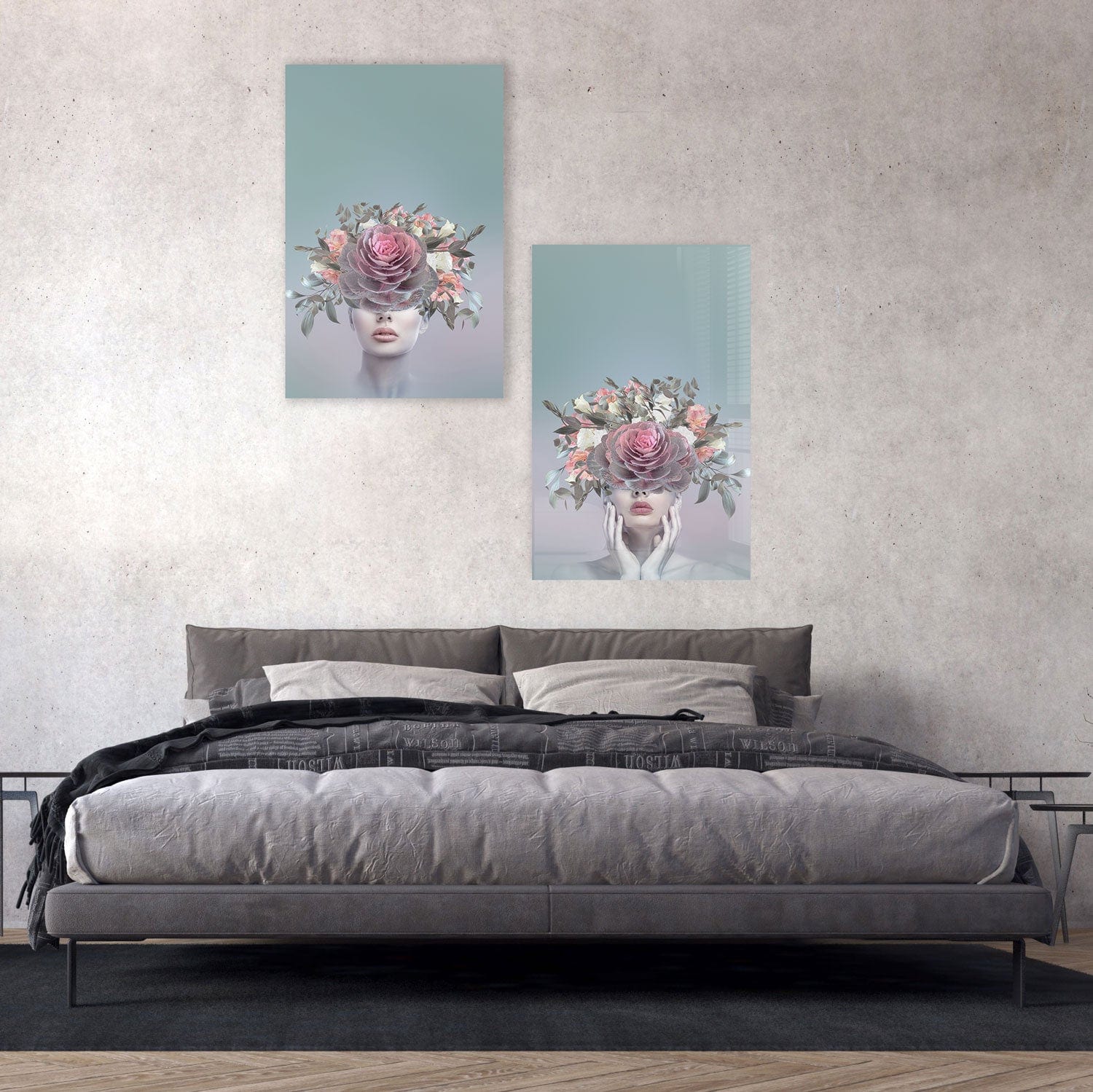 Artronauts Glass Print 140x110 cm | 55.5"x43.5" Floral Ladies