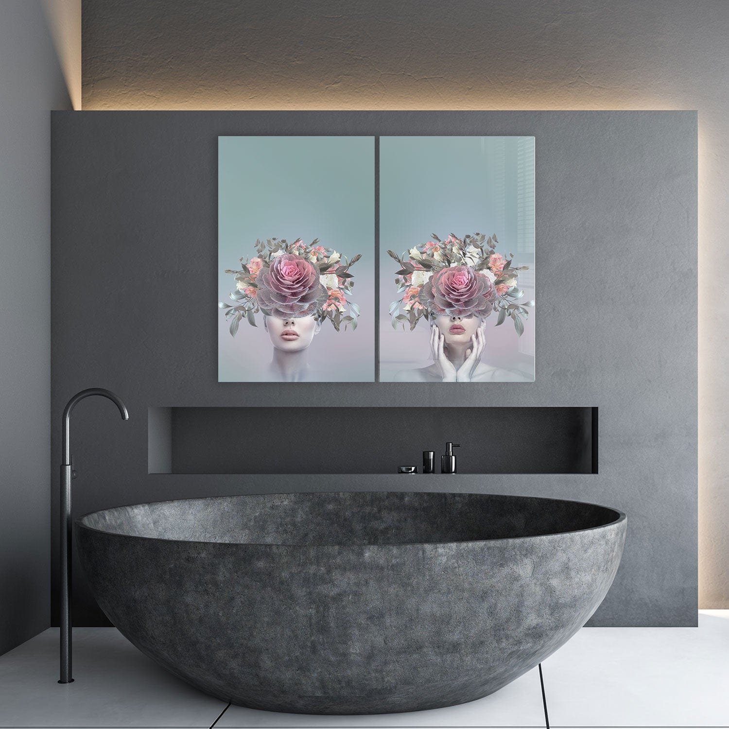 Artronauts Glass Print 140x110 cm | 55.5"x43.5" Floral Ladies