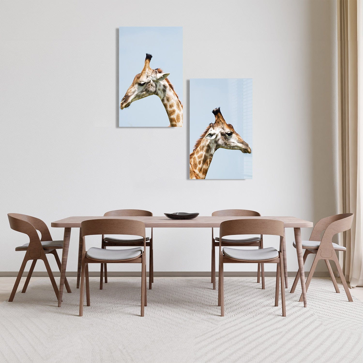 Artronauts Glass Print 140x110 cm | 55.5"x43.5" Giraffes Duo