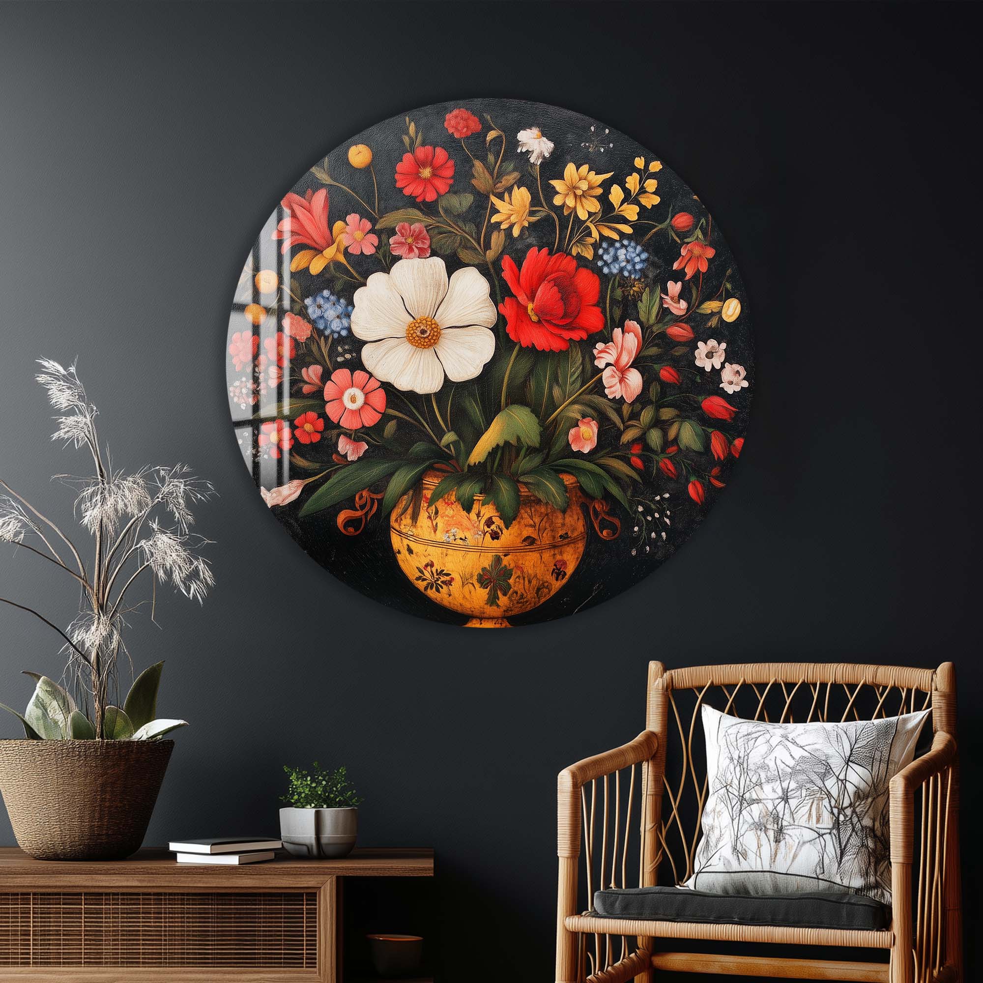 Flowers - Rounded Glass Wall Art