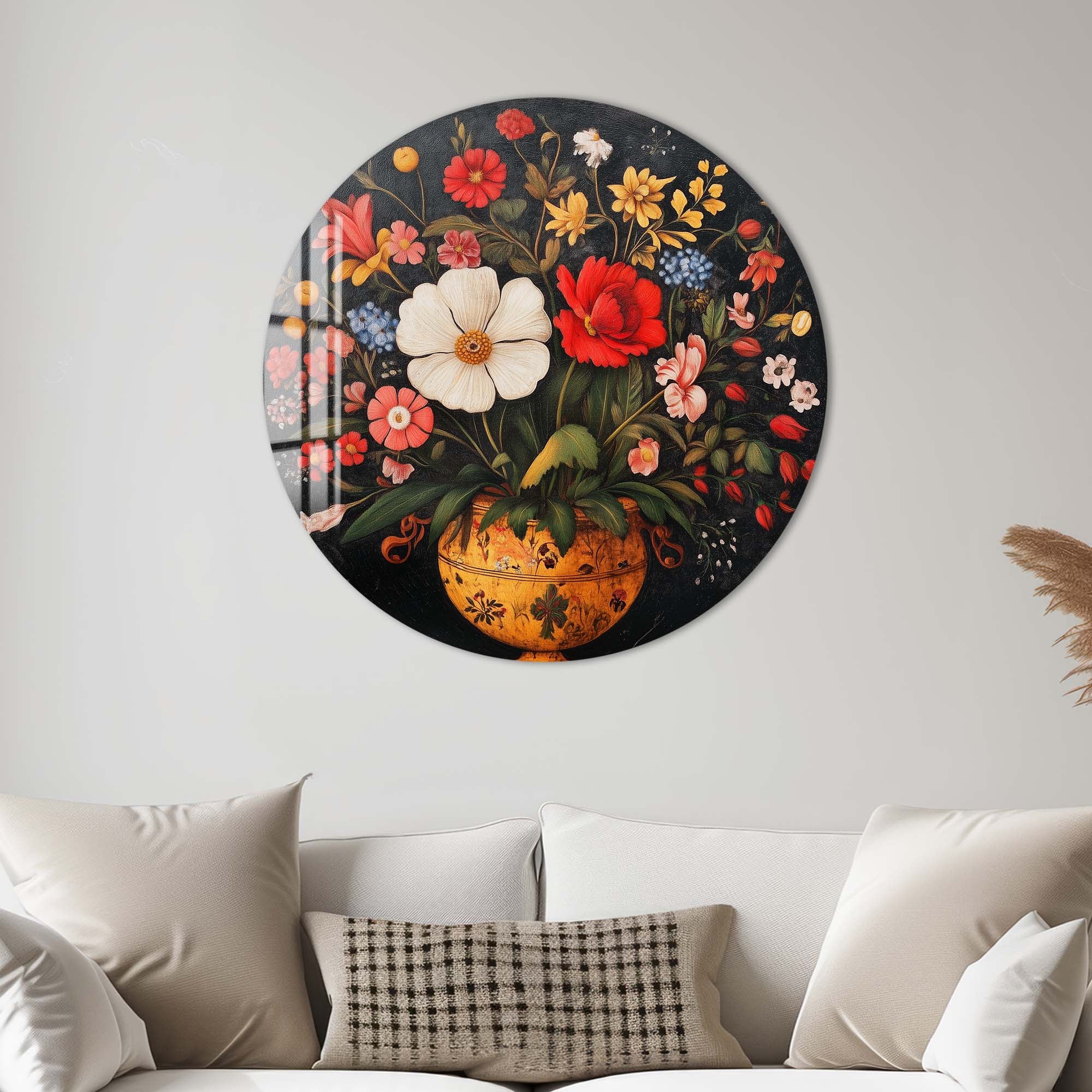 Flowers - Rounded Glass Wall Art