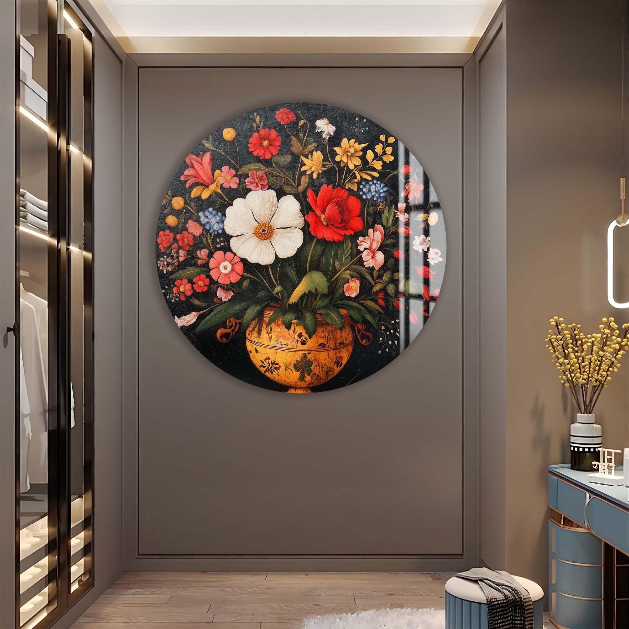 Flowers - Rounded Glass Wall Art