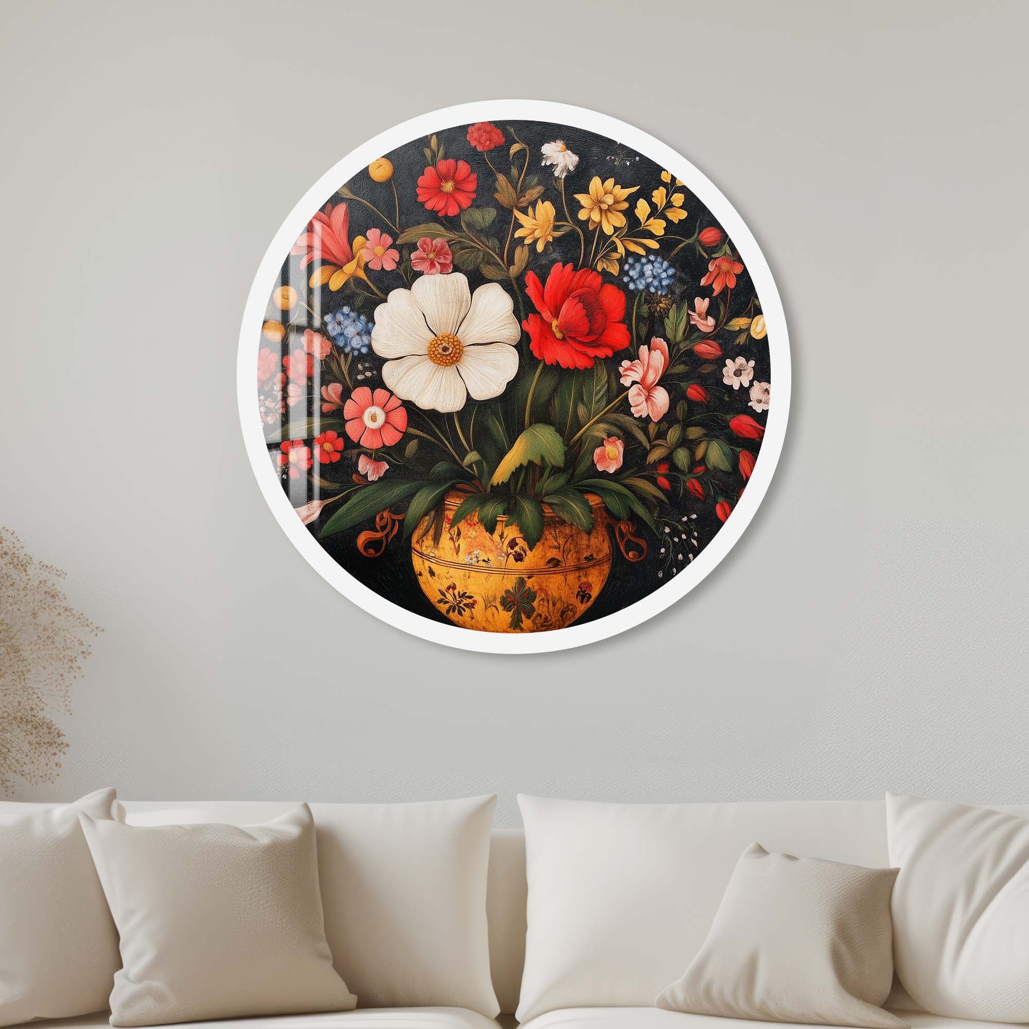 Flowers - Rounded Glass Wall Art