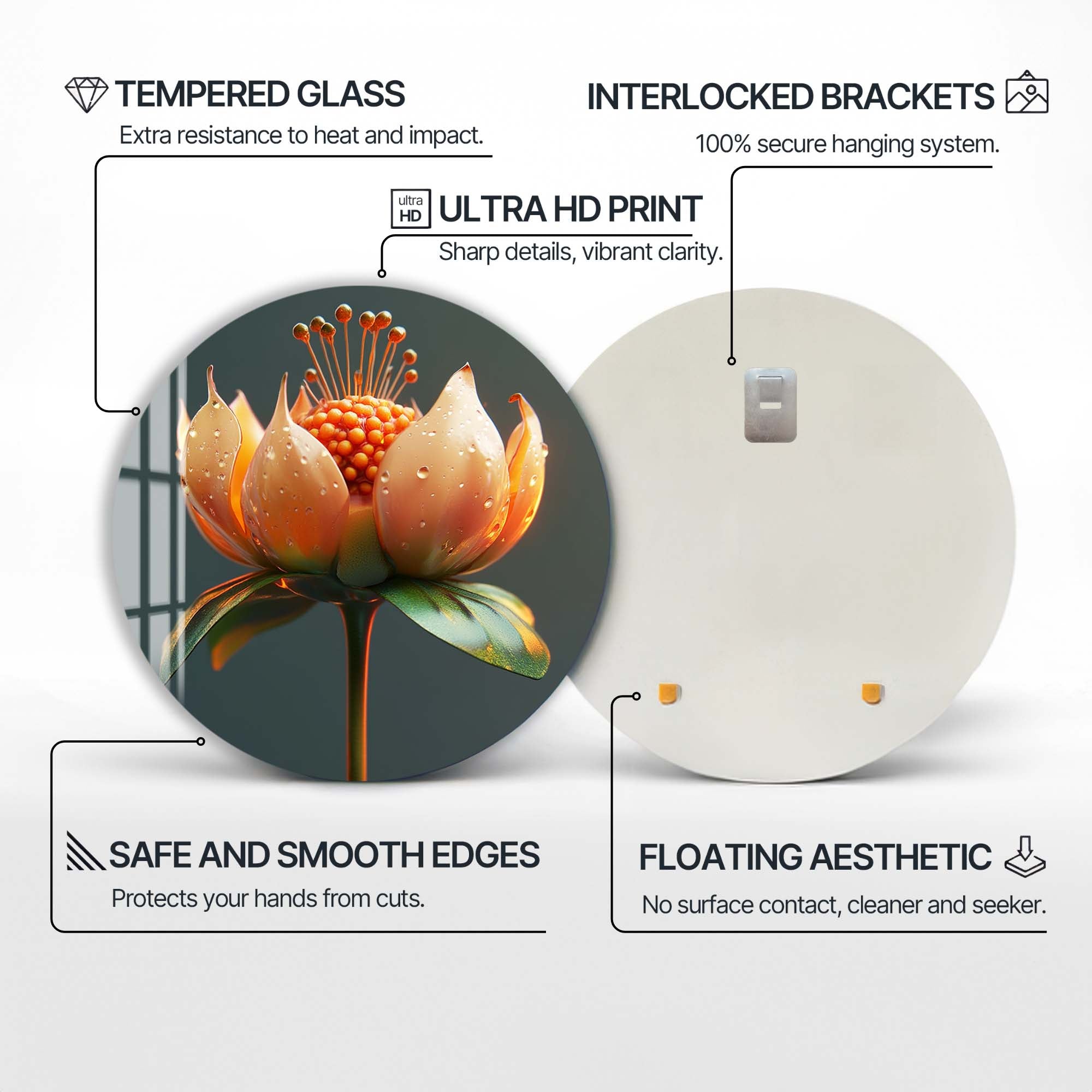 Floria - Rounded Glass Wall Art