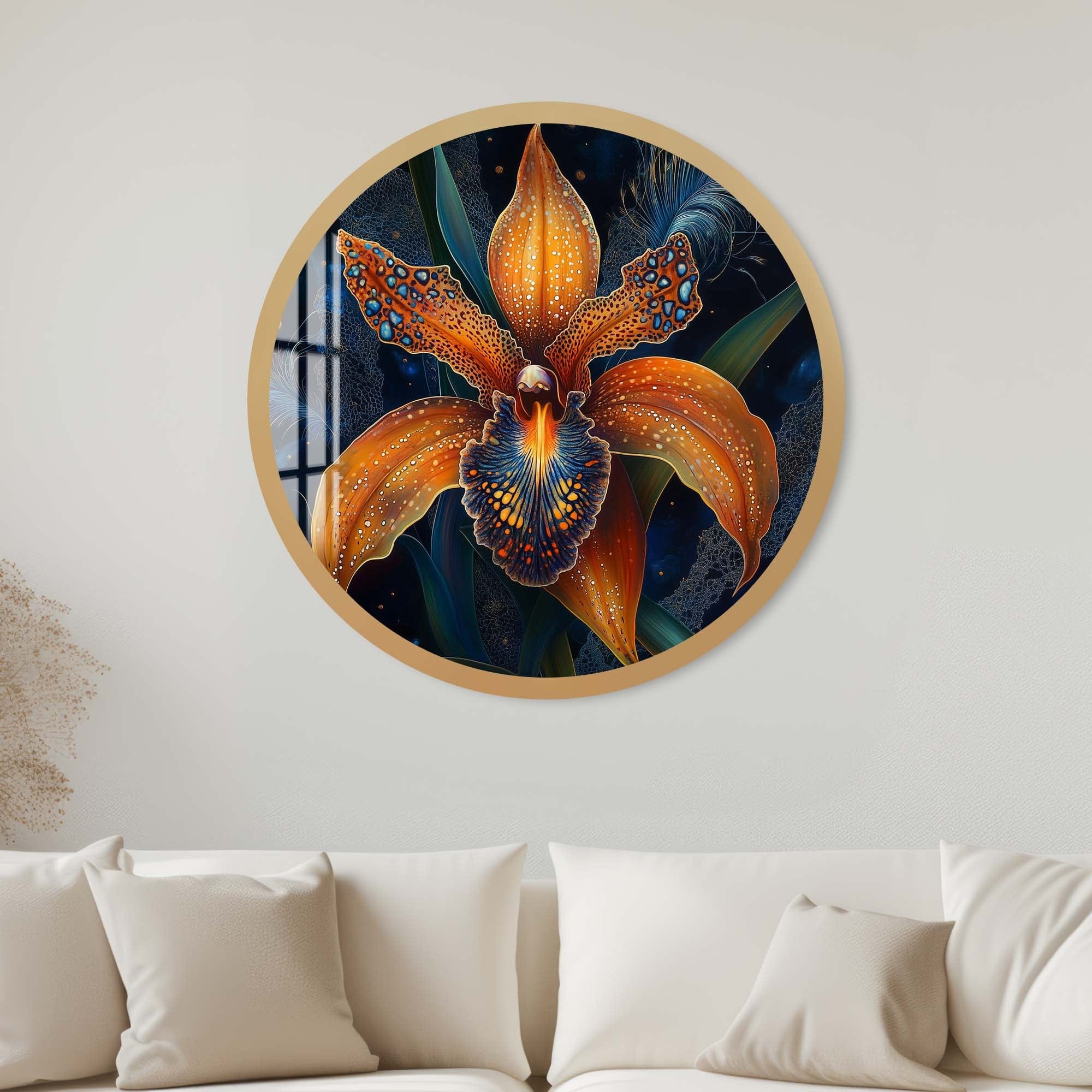Artronauts Glass Print 40 cm ⌀ | 15.7" / Gold Lunara - Rounded Glass Wall Art