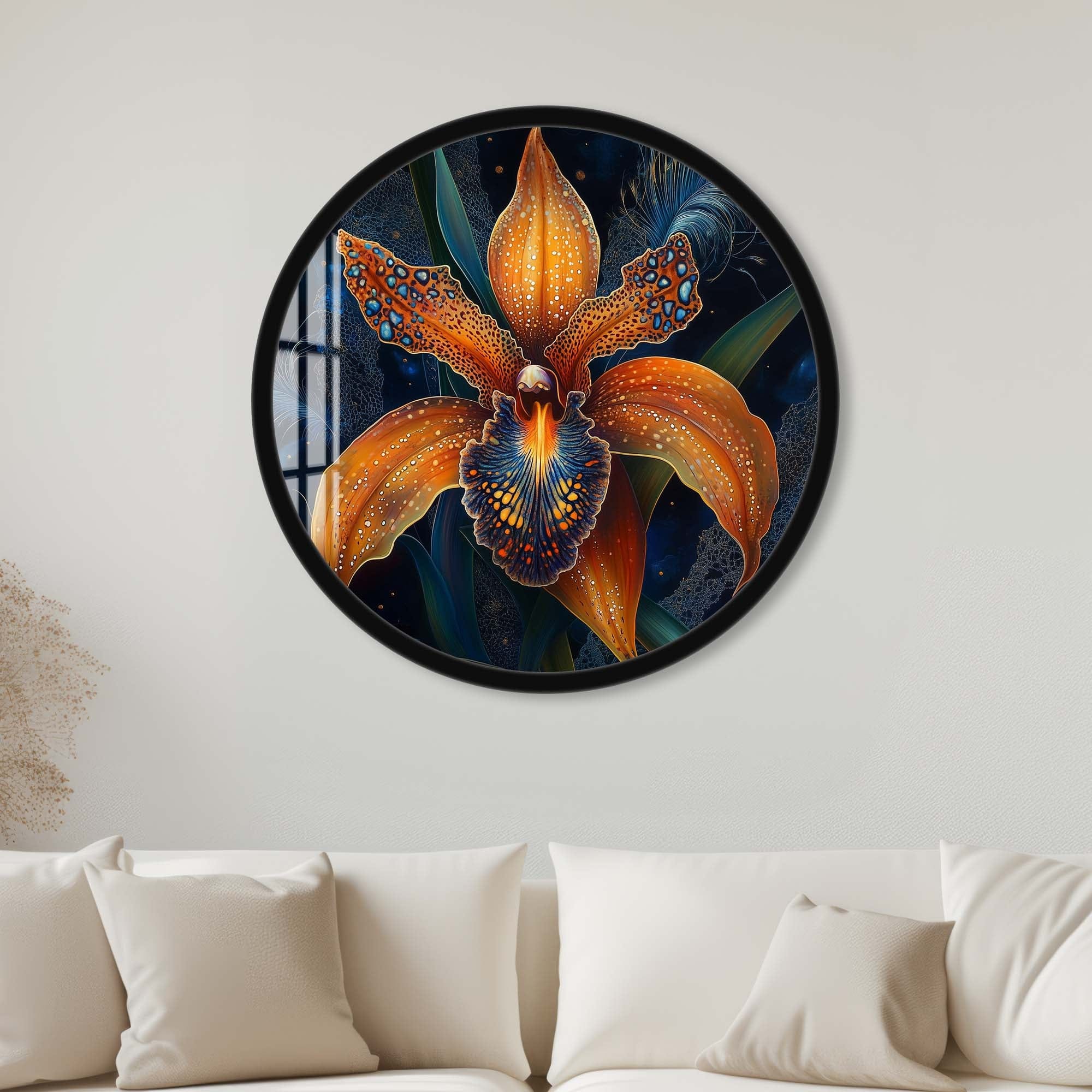 Artronauts Glass Print 40 cm ⌀ | 15.7" / Black Lunara - Rounded Glass Wall Art