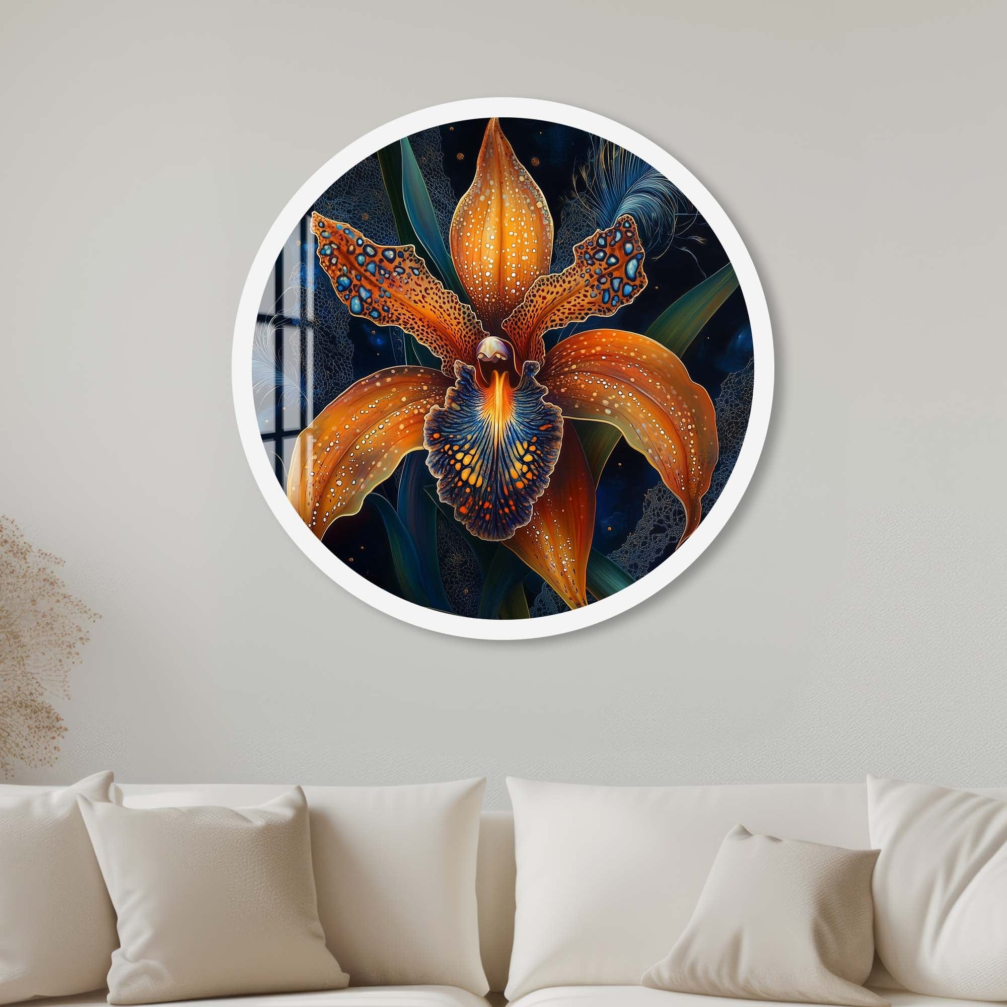 Artronauts Glass Print 40 cm ⌀ | 15.7" / White Lunara - Rounded Glass Wall Art