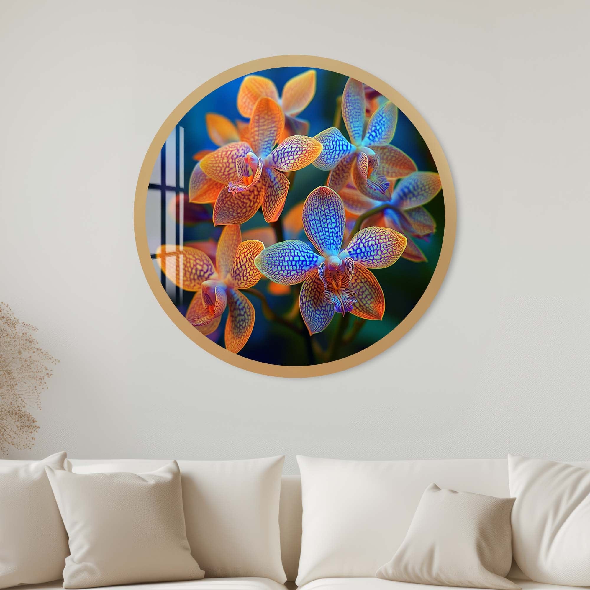 Artronauts Glass Print 40 cm ⌀ | 15.7" / Gold Elora - Rounded Glass Wall Art