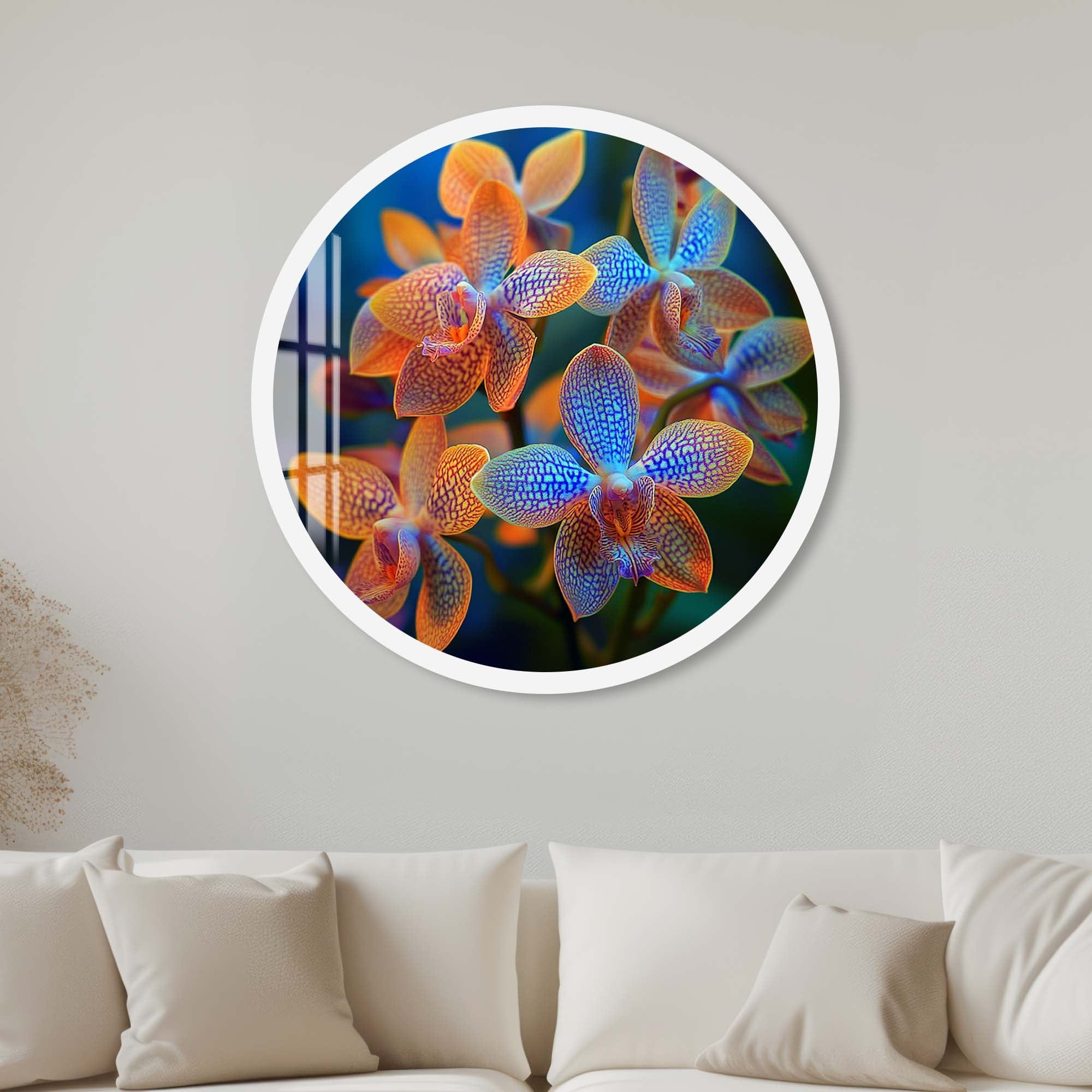 Artronauts Glass Print 40 cm ⌀ | 15.7" / White Elora - Rounded Glass Wall Art