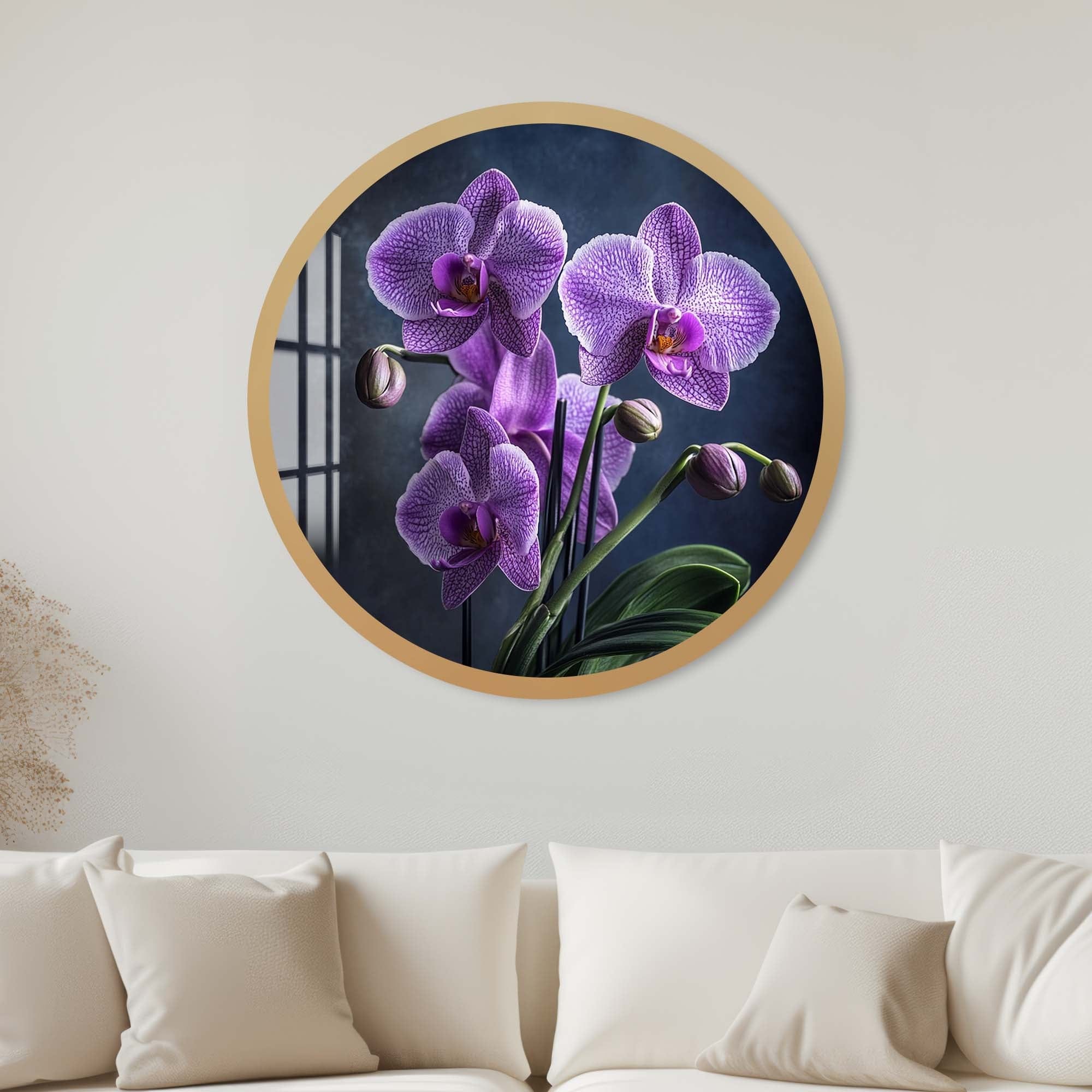 Artronauts Glass Print 40 cm ⌀ | 15.7" / Gold Roselle - Rounded Glass Wall Art