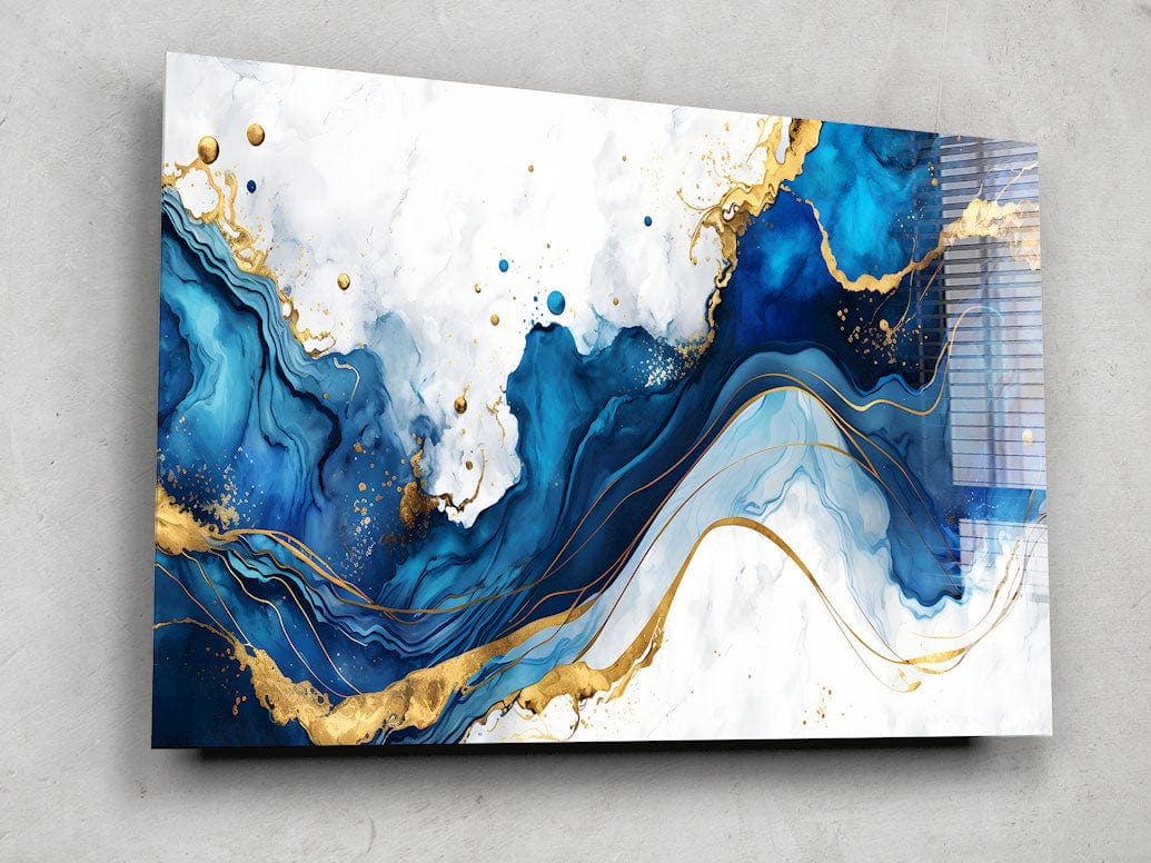 Artronauts Glass Print White & Blue Abstract