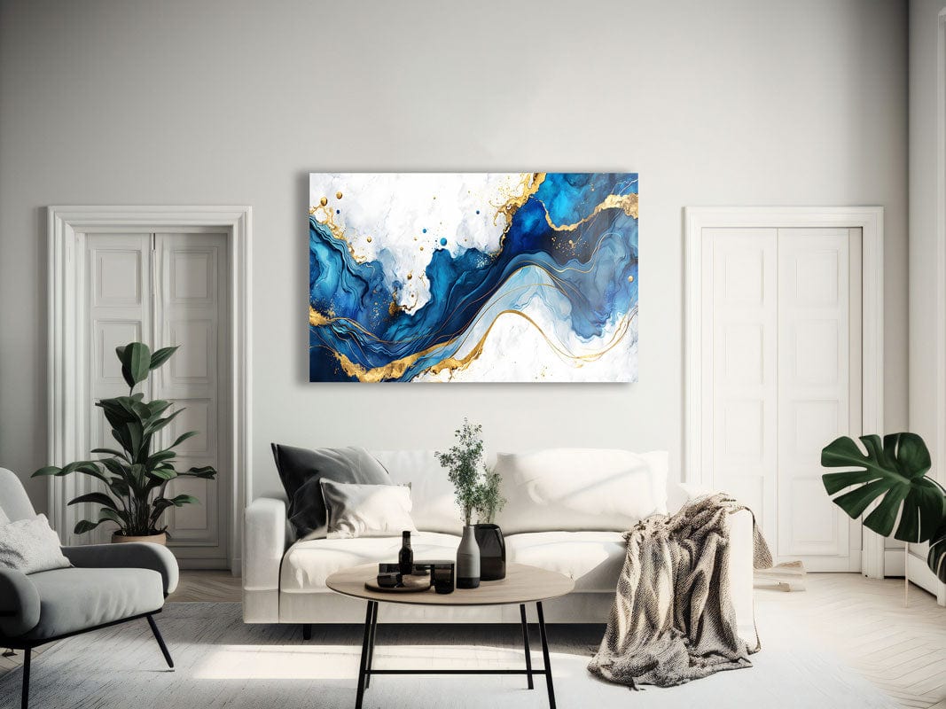 Artronauts Glass Print White & Blue Abstract