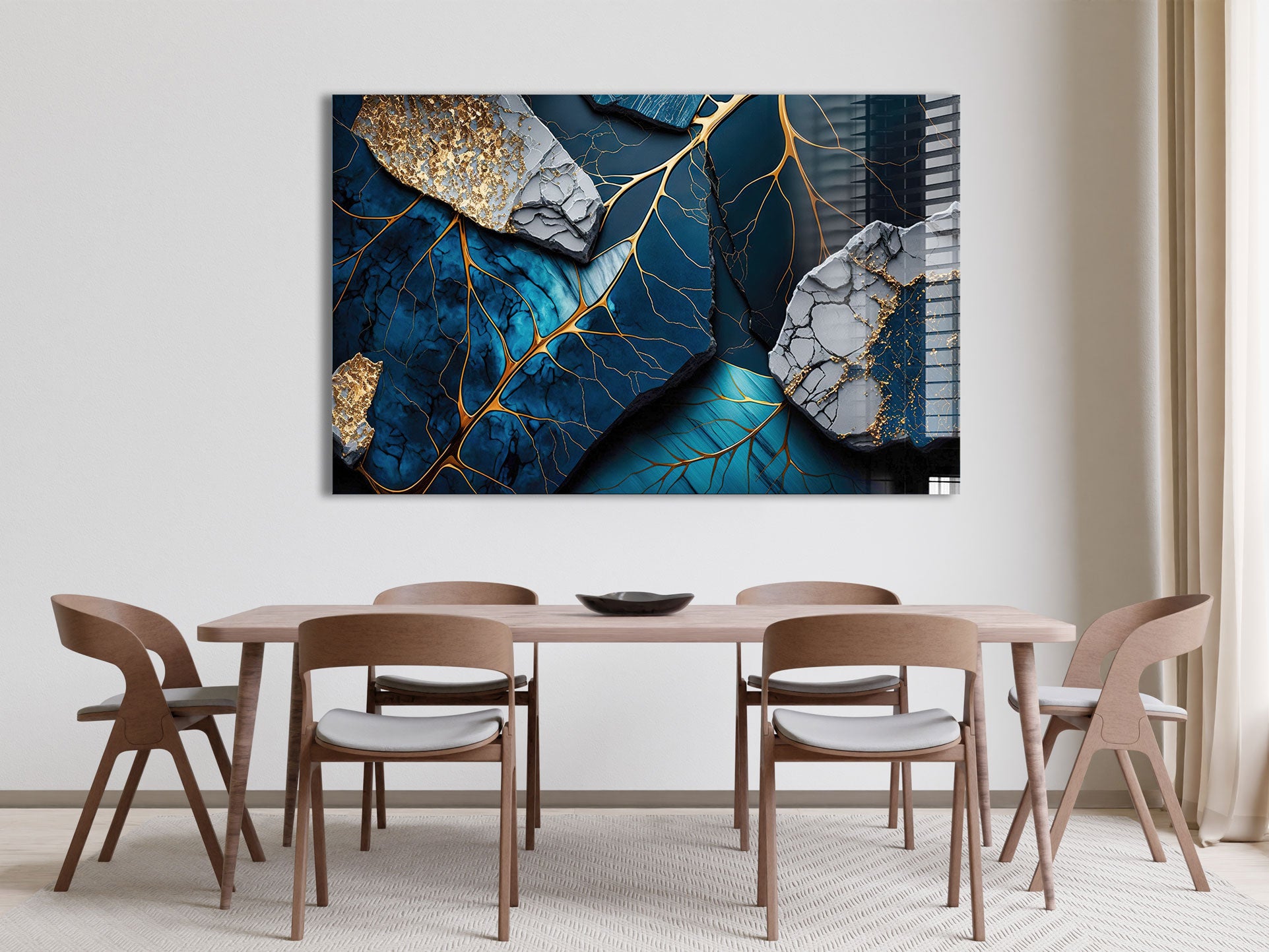 Golden Veined Blue Abstract II