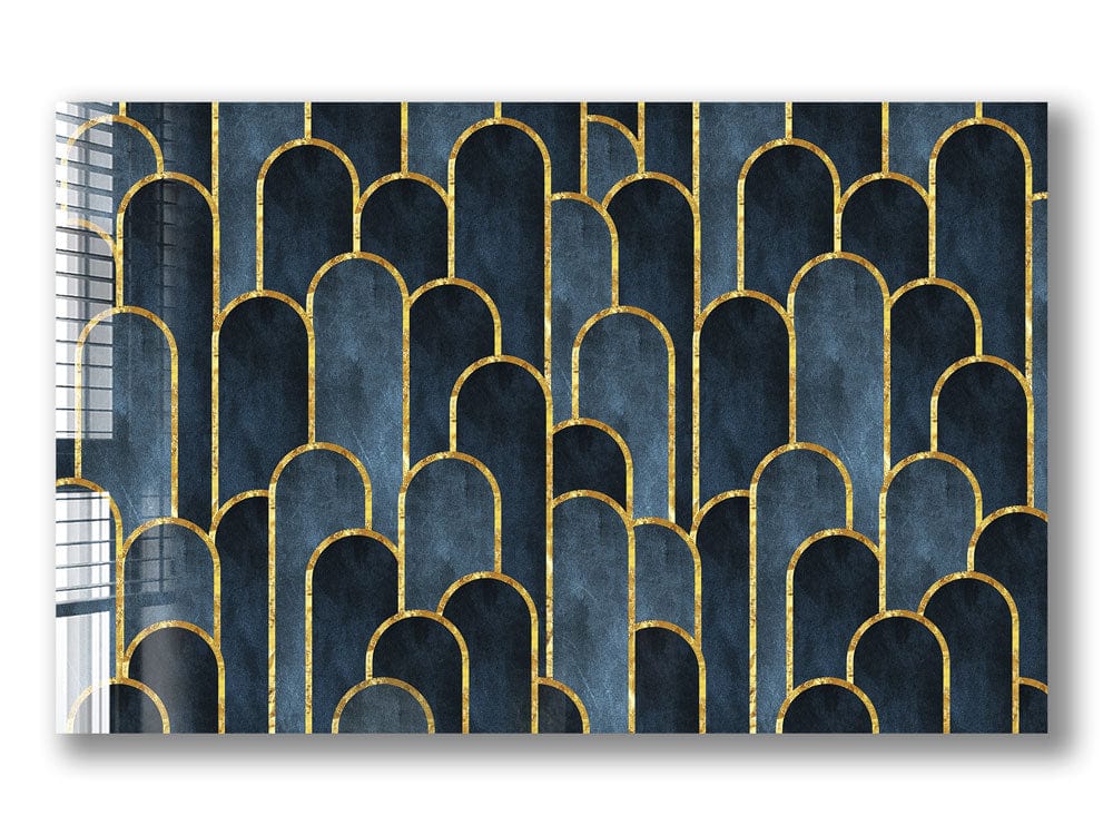 Artronauts Glass Print Dark Blue Geometric Abstract