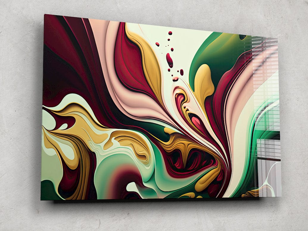 Artronauts Glass Print Red & Green Abstract