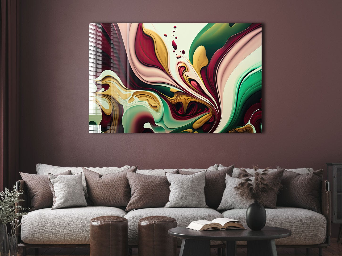 Artronauts Glass Print Red & Green Abstract