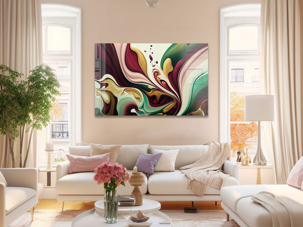 Artronauts Glass Print Red & Green Abstract