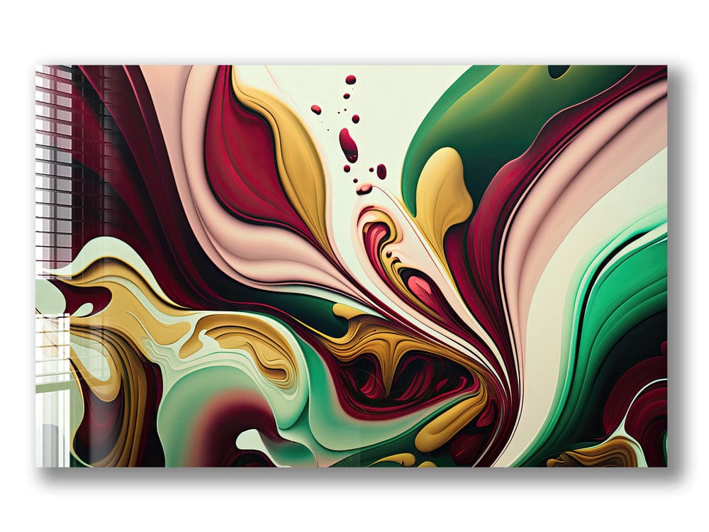 Artronauts Glass Print Red & Green Abstract