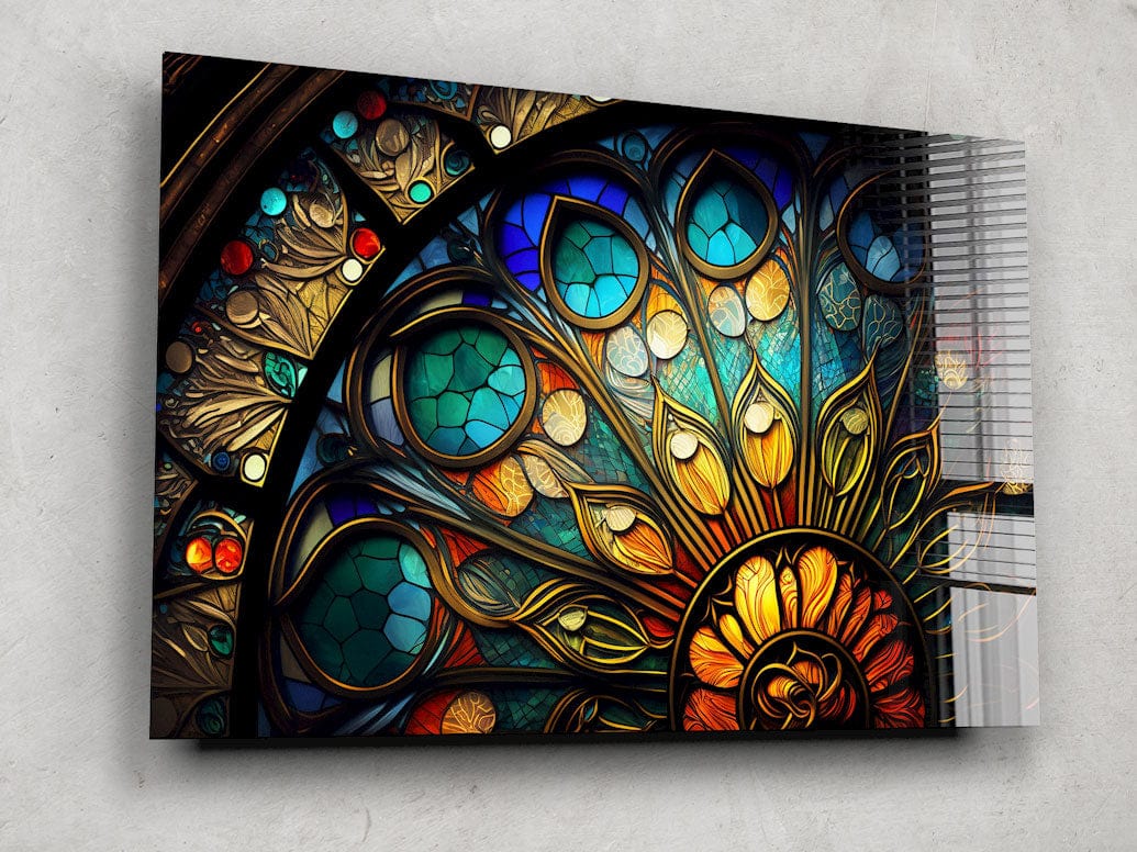 Artronauts Glass Print Colourful Slice Stained Glass Effect