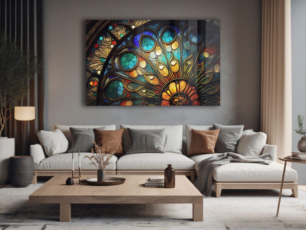 Artronauts Glass Print Colourful Slice Stained Glass Effect
