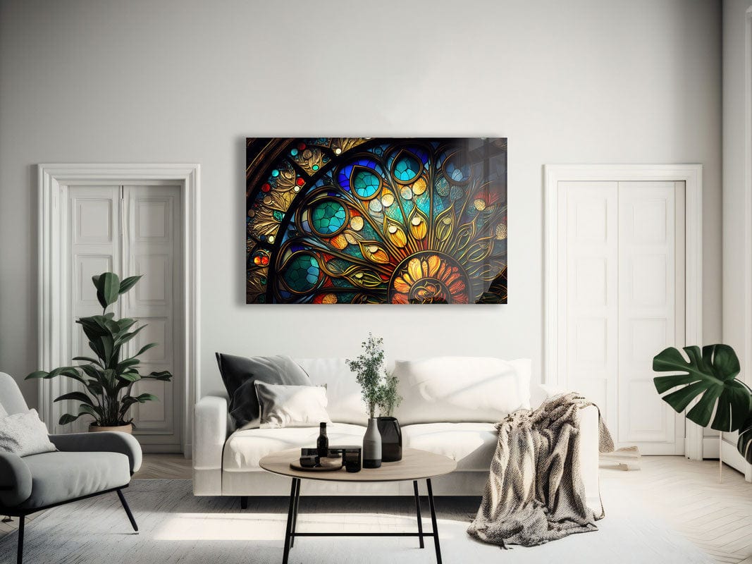 Artronauts Glass Print Colourful Slice Stained Glass Effect