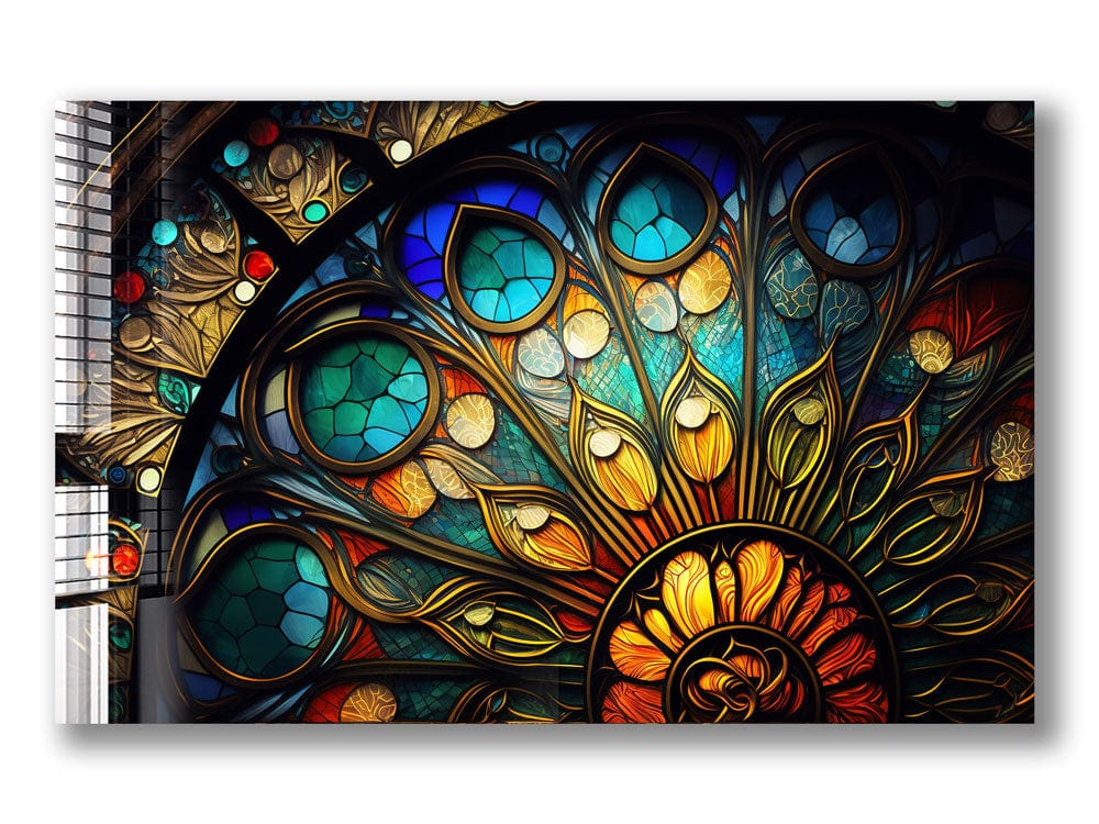 Artronauts Glass Print Colourful Slice Stained Glass Effect