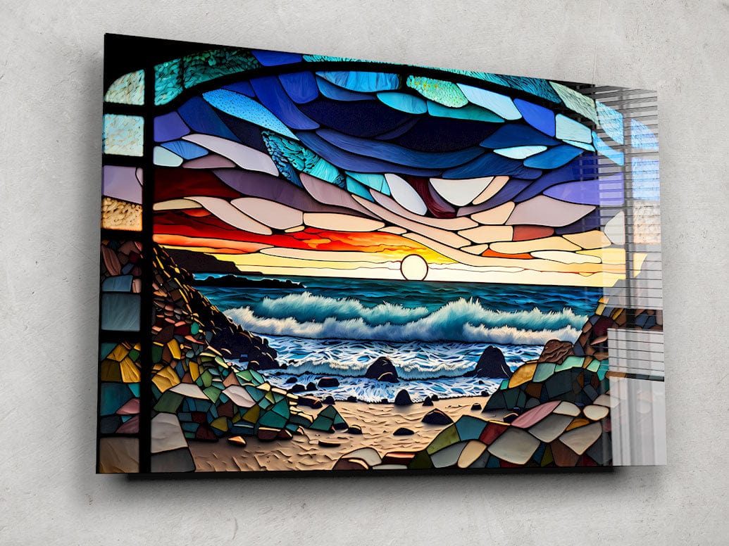 Artronauts Glass Print Abstract Coast Stained Glass Effect
